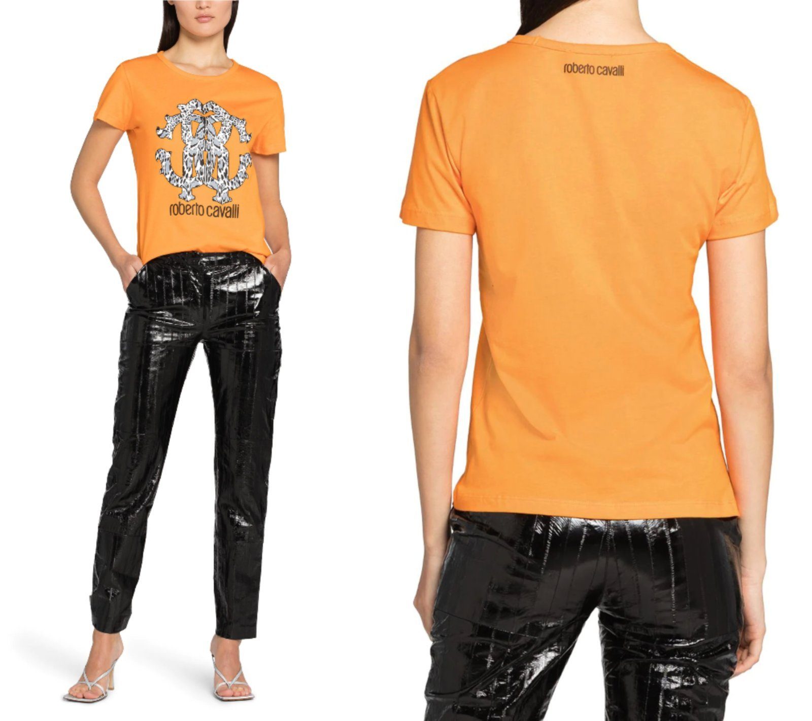 roberto cavalli T-Shirt ROBERTO CAVALLI RC LYNX-PRINT MONOGRAM COTTON T-SHIRT TOP LOUNGE ICONI