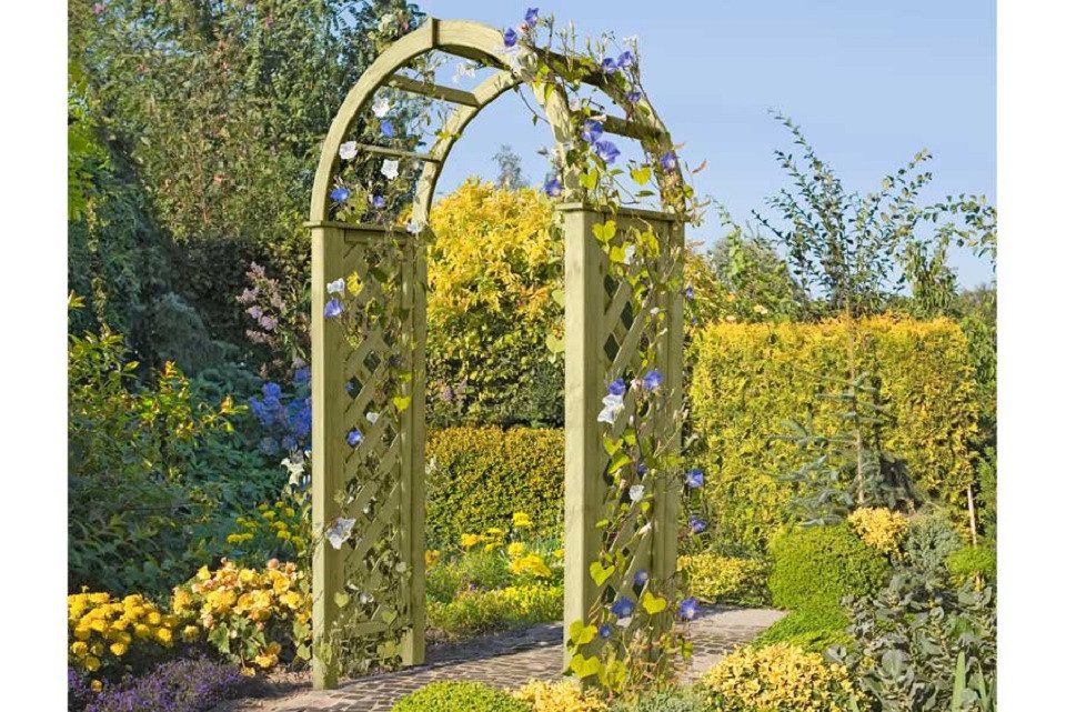 Gartenpirat Pergola aus Holz mit Rundbogen 119x58x240 cm Rosenbogen mit Rankgitter