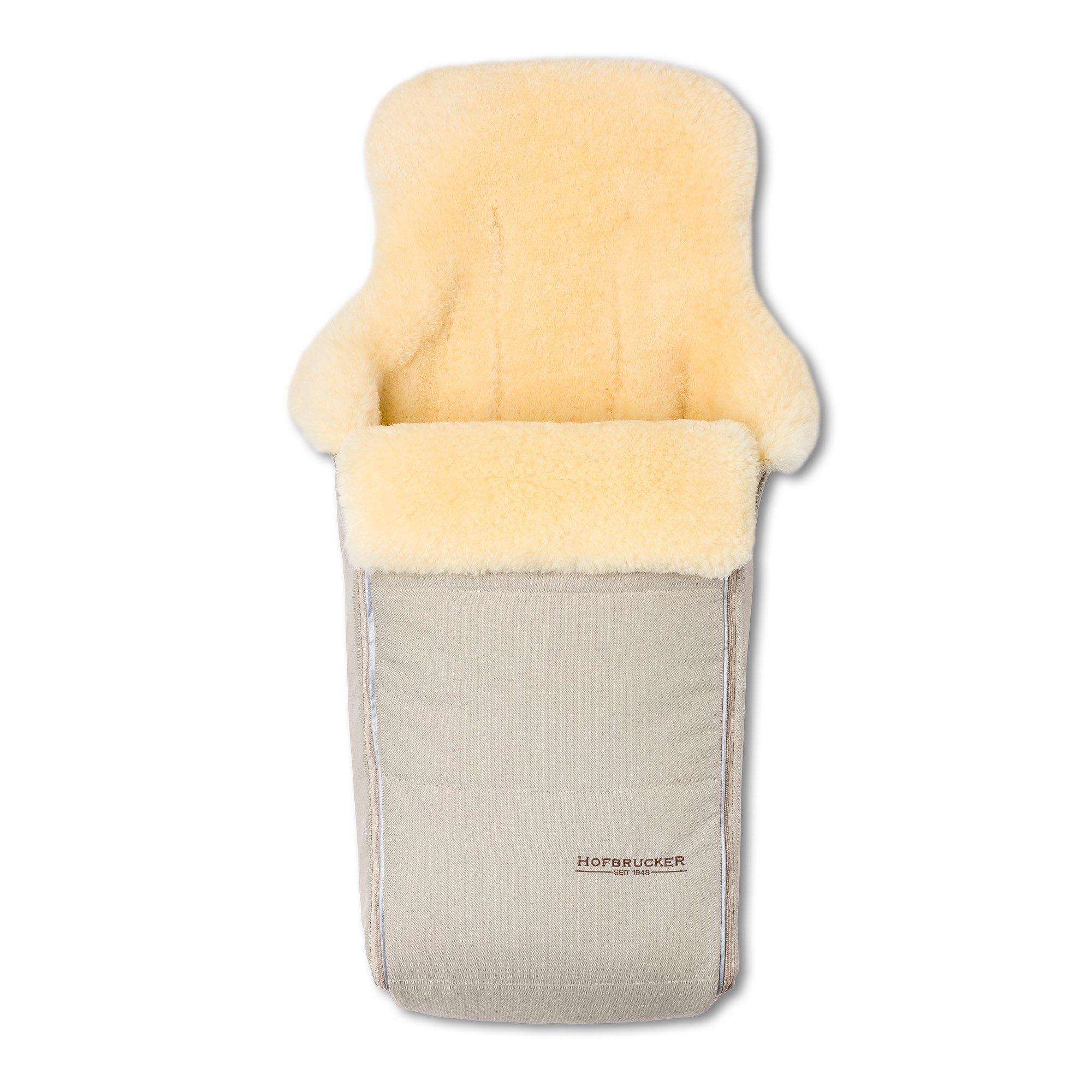 Hofbrucker seit 1948 Fußsack Lammfell-Fußsack Luxus für Kinderwagen und Buggy, warmer Winterfußsack mit echtem Lammfell wind- und wasserabweisend