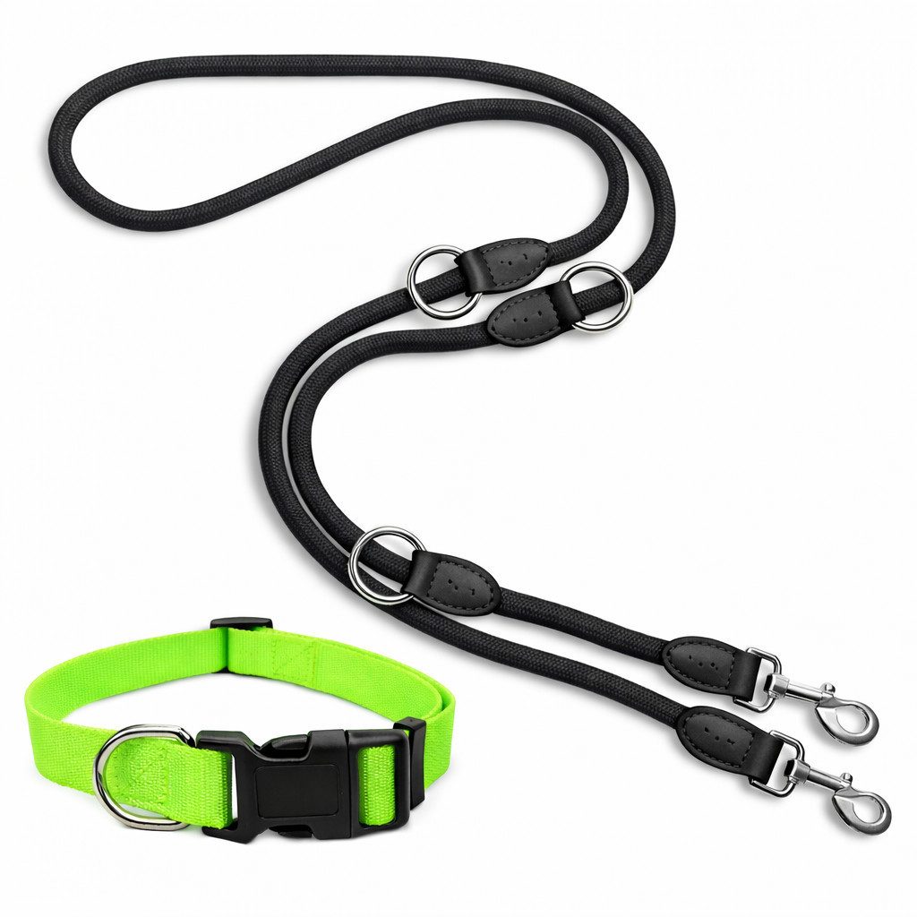 Illes-Laedchen Hunde-Halsband Hundehalsband mit Leine im Set viele Größen und Farben in top Qualität