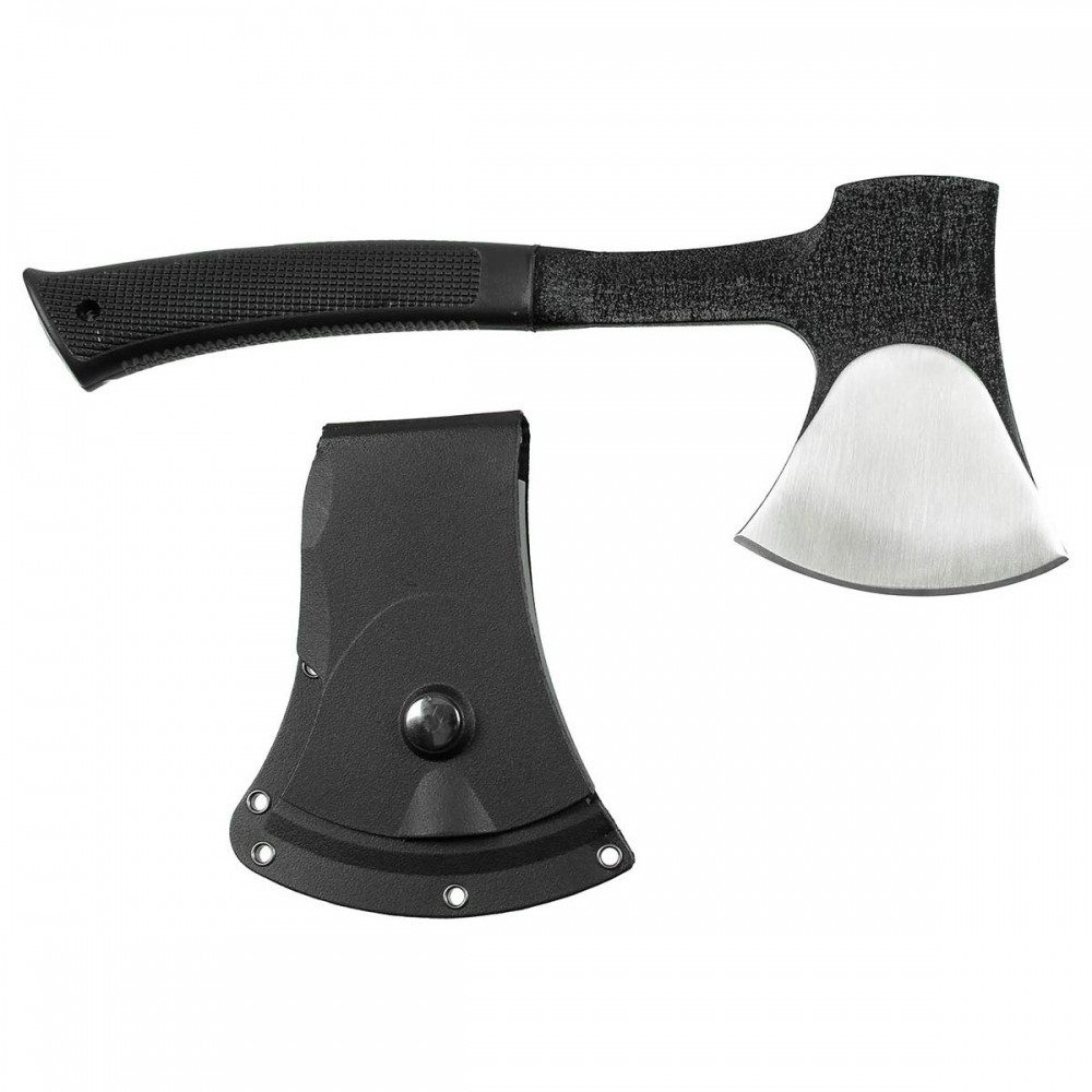 MFH Beil Beil aus Guss-Stahl, mit Gummigriff, ca. 29 cm, Transportscheide mit Druckknopf