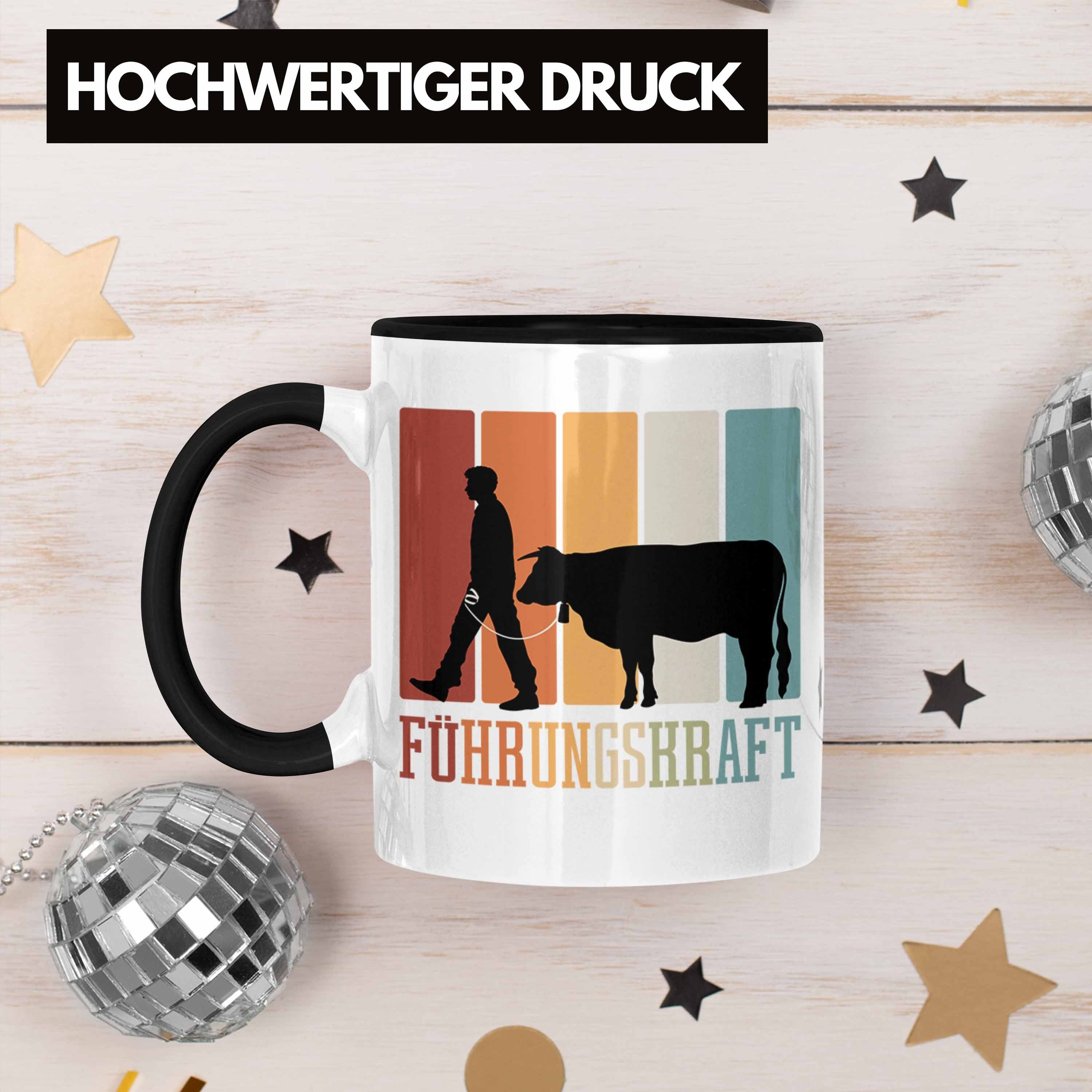 für Trendation Bauern Tasse Führungskraft Bauer Kuh Landwirt Tasse Tasse Kaffee-Becher Schwarz