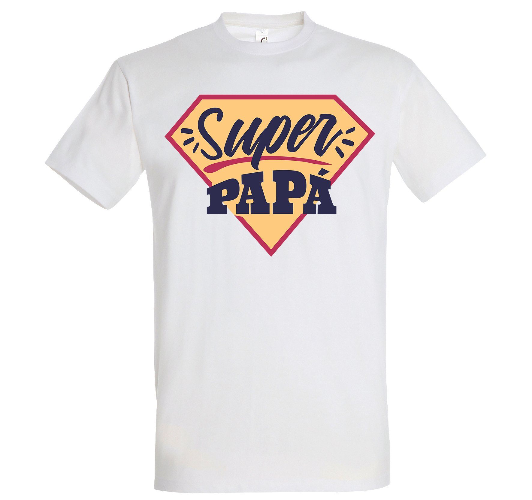 Youth Designz T-Shirt Super Papa Herren Shirt mit lustigem Frontprint Weiß