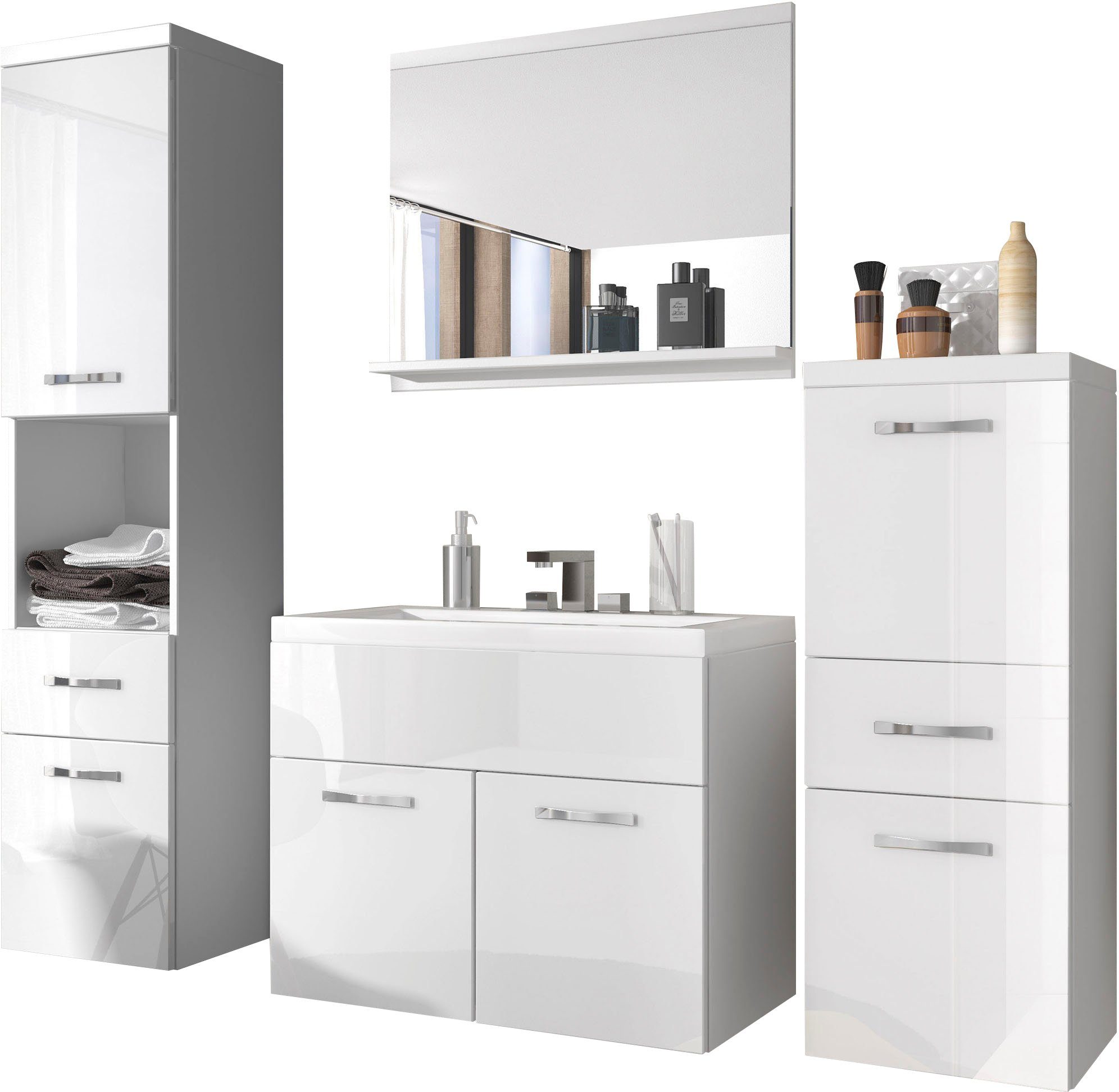 welltime Badmöbel-Set ELDA, (Komplett-Set, 5-St), Waschtisch inkl. Waschbec günstig online kaufen