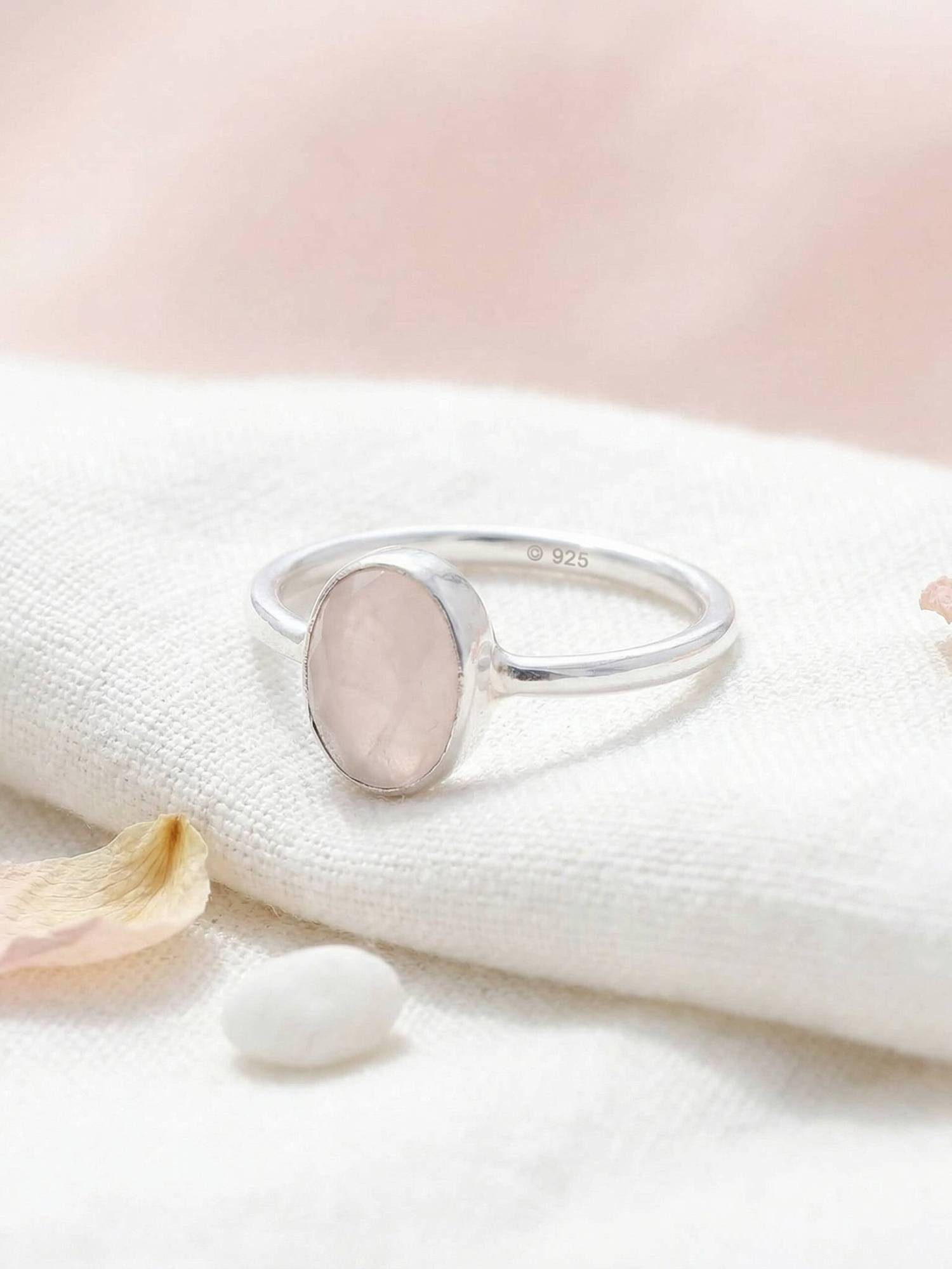 mantraroma Silberring SAMA oval aus 925 Silber mit Rosenquarz (Ring mit Sch günstig online kaufen