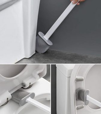 Ruhhy WC-Reinigungsbürste Silikon Toilettenbürste WC-Bürste zum Aufstellen oder Wandmontage weiß