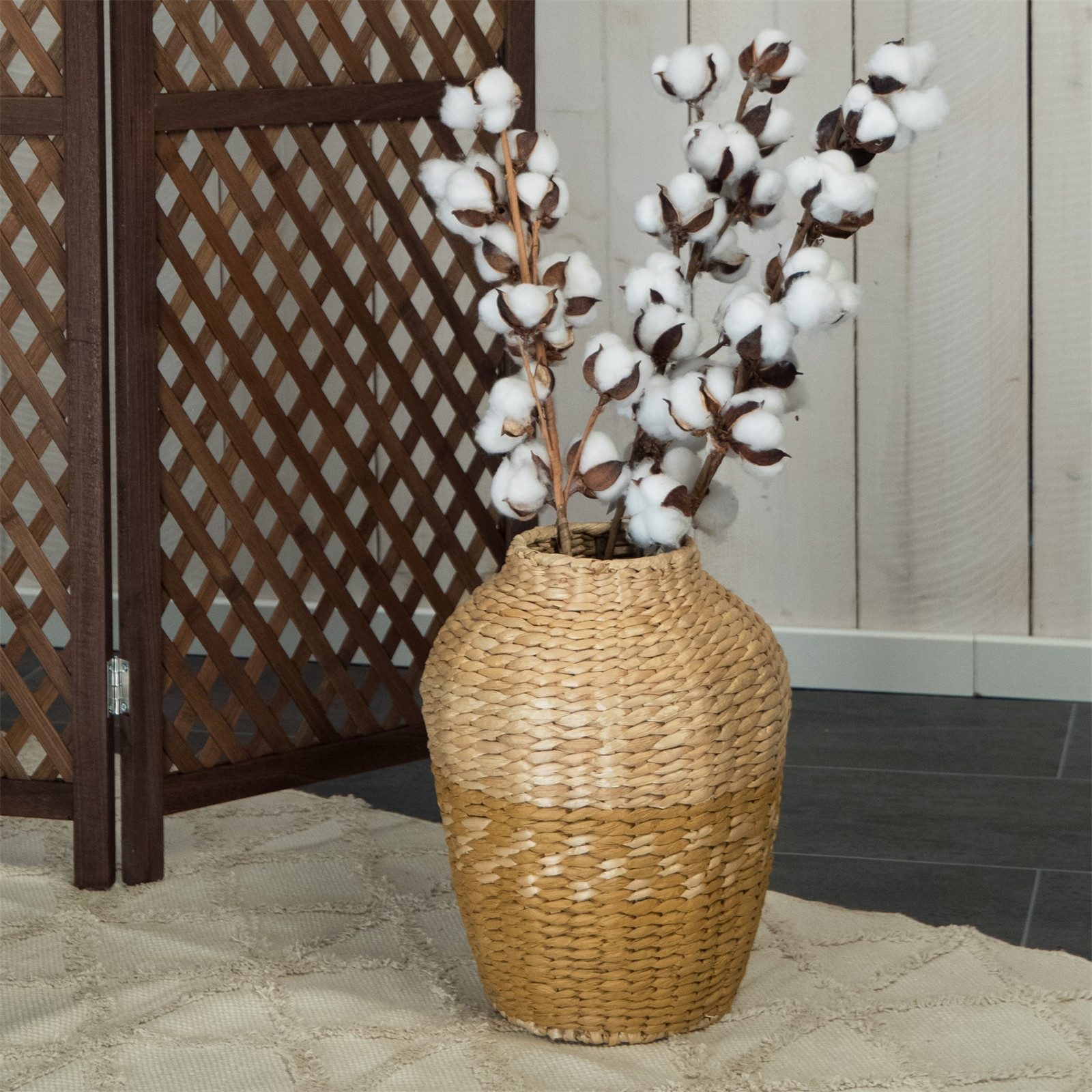 CREEDWOOD Wasserhyazinthenvase STROH VASE "KAIRO", Natur / Gelb, Deko Boden Vase