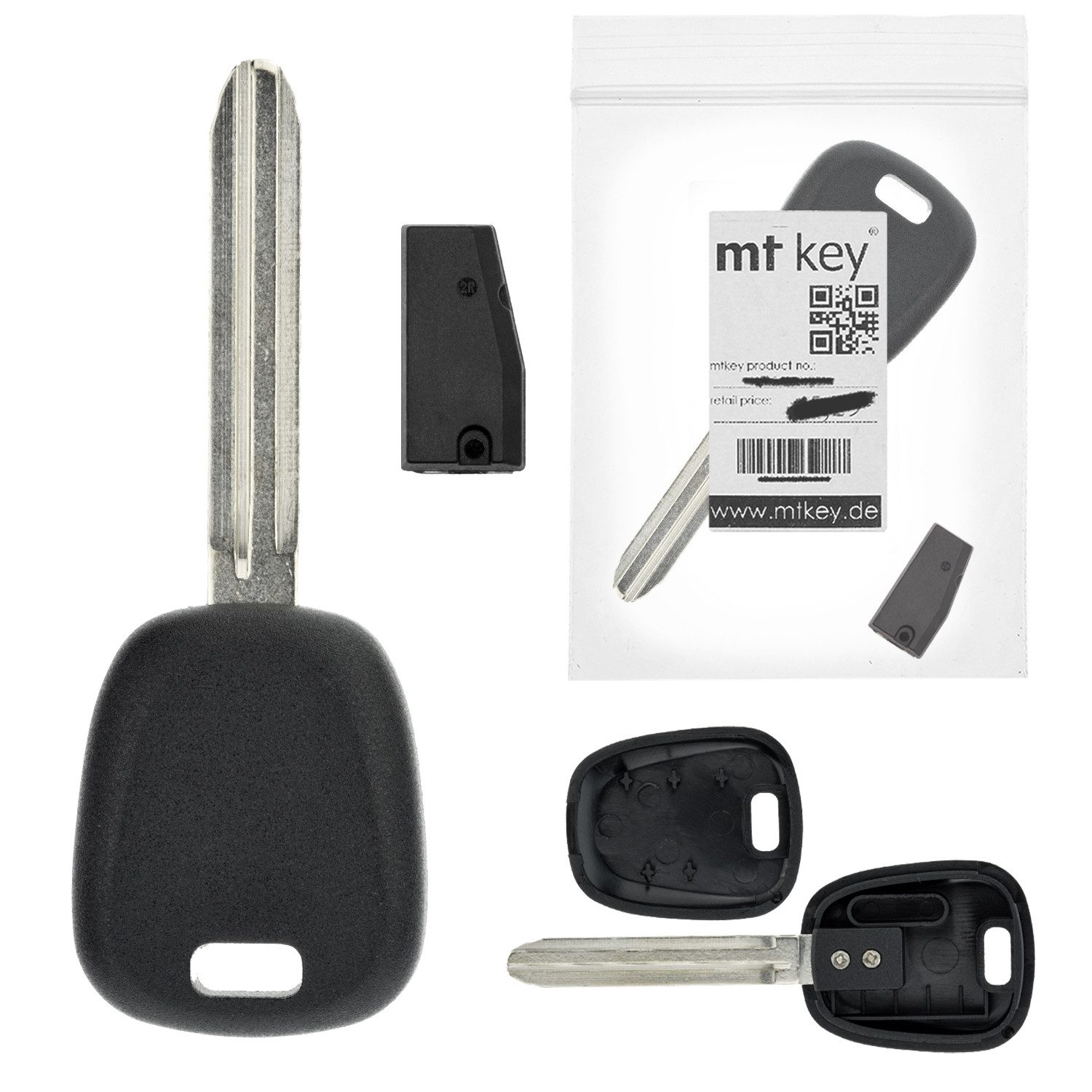 mt-key Schlüsseltasche Auto Zünd Schlüssel Rohling SZ22 + ID46 Transponder (Set), für Suzuki Grand Vitara II Jt (08-13)