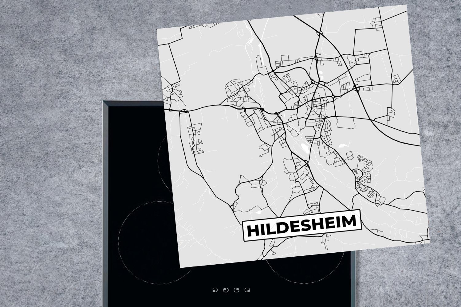 Karte küche cm, Vinyl, (1 Karte, Hildesheim 78x78 - Herdblende-/Abdeckplatte - Arbeitsplatte Ceranfeldabdeckung, Deutschland - tlg), Stadtplan für MuchoWow -