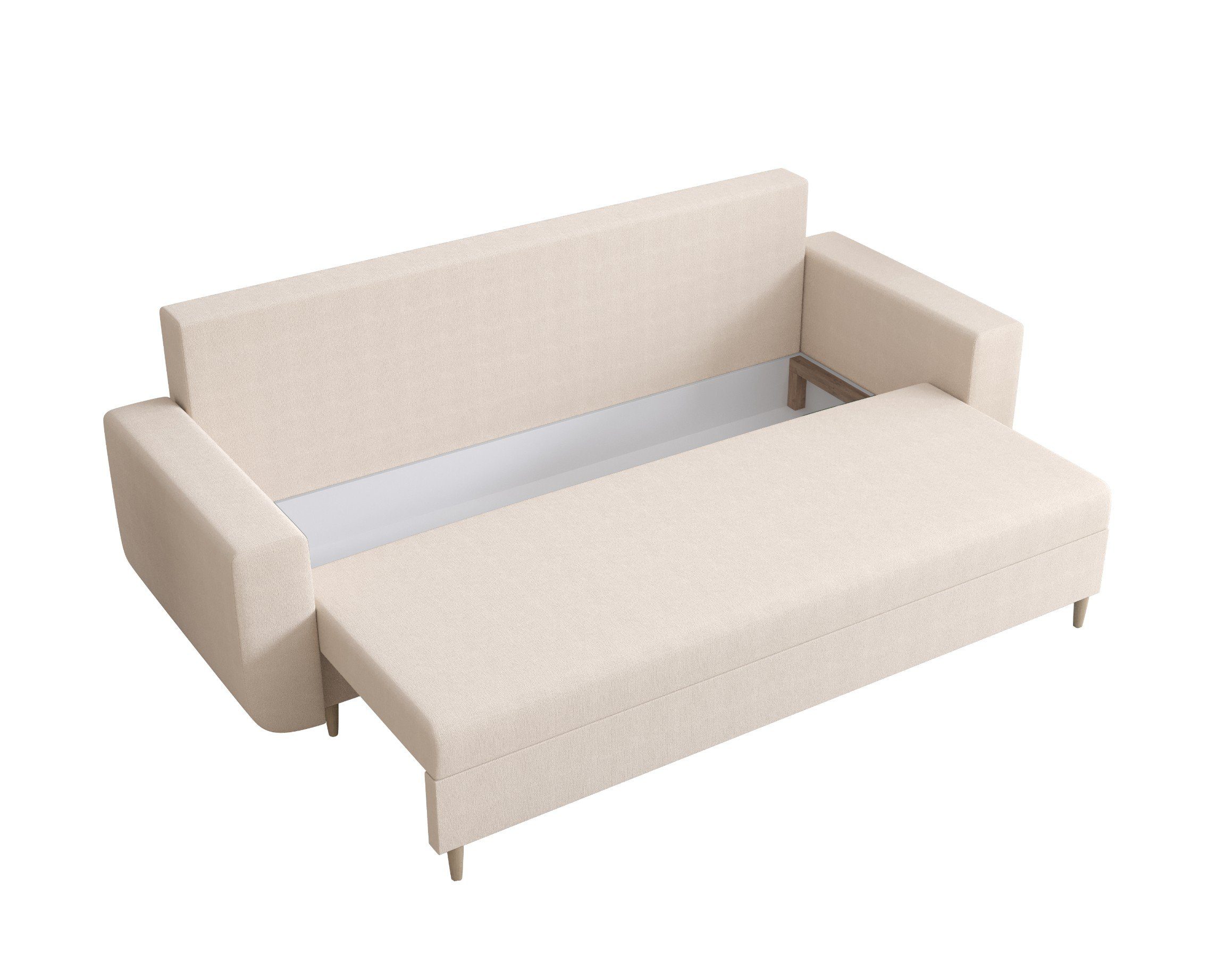 Bettkasten, Schlaffunktion Schlafsofa, DELFIN und Beige COUCH Sofa pressiode mit