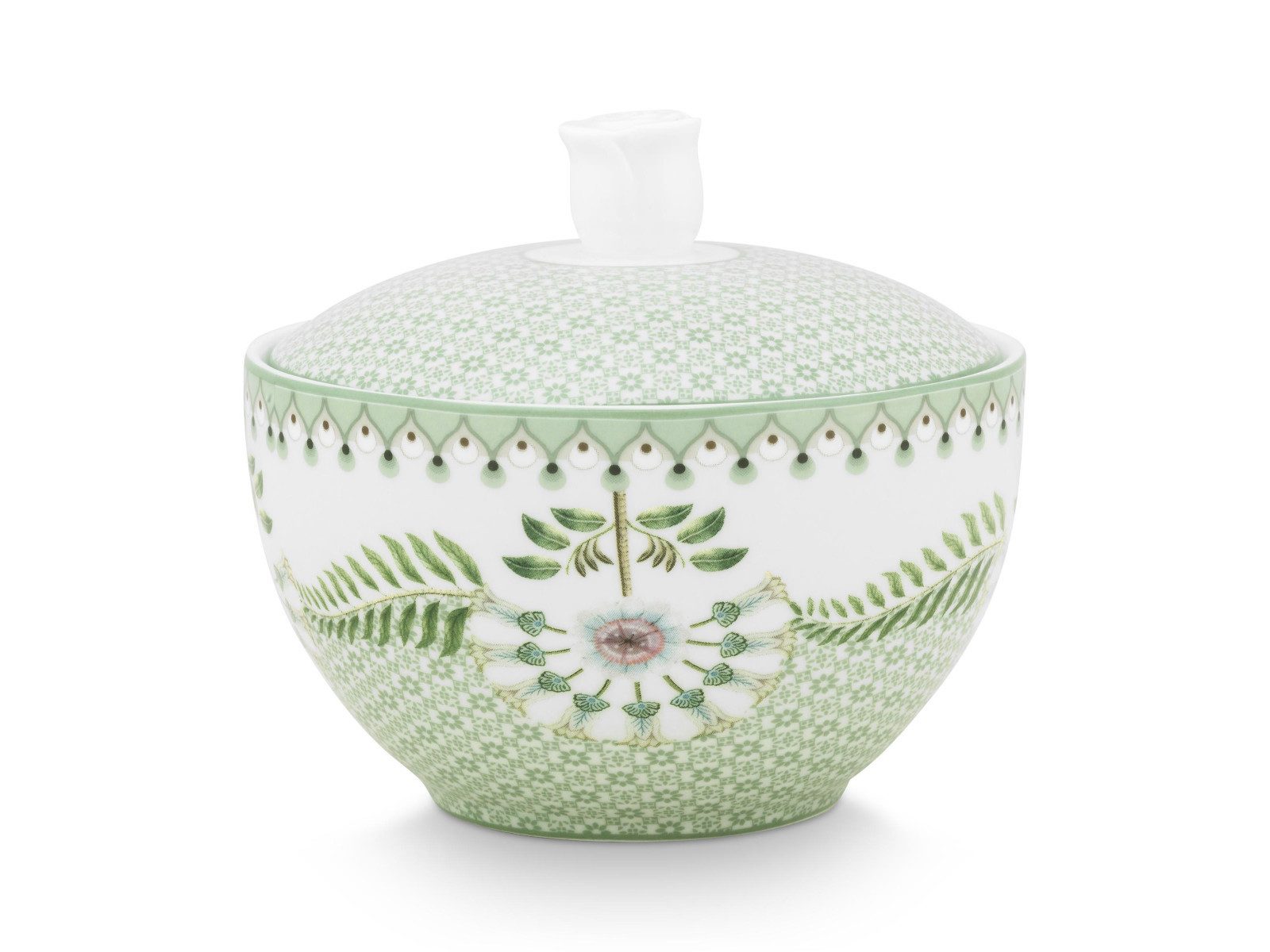 PiP Studio Zuckerdose Lily&Lotus Tiles Light Green Zuckerdose 300ml, Porzellan