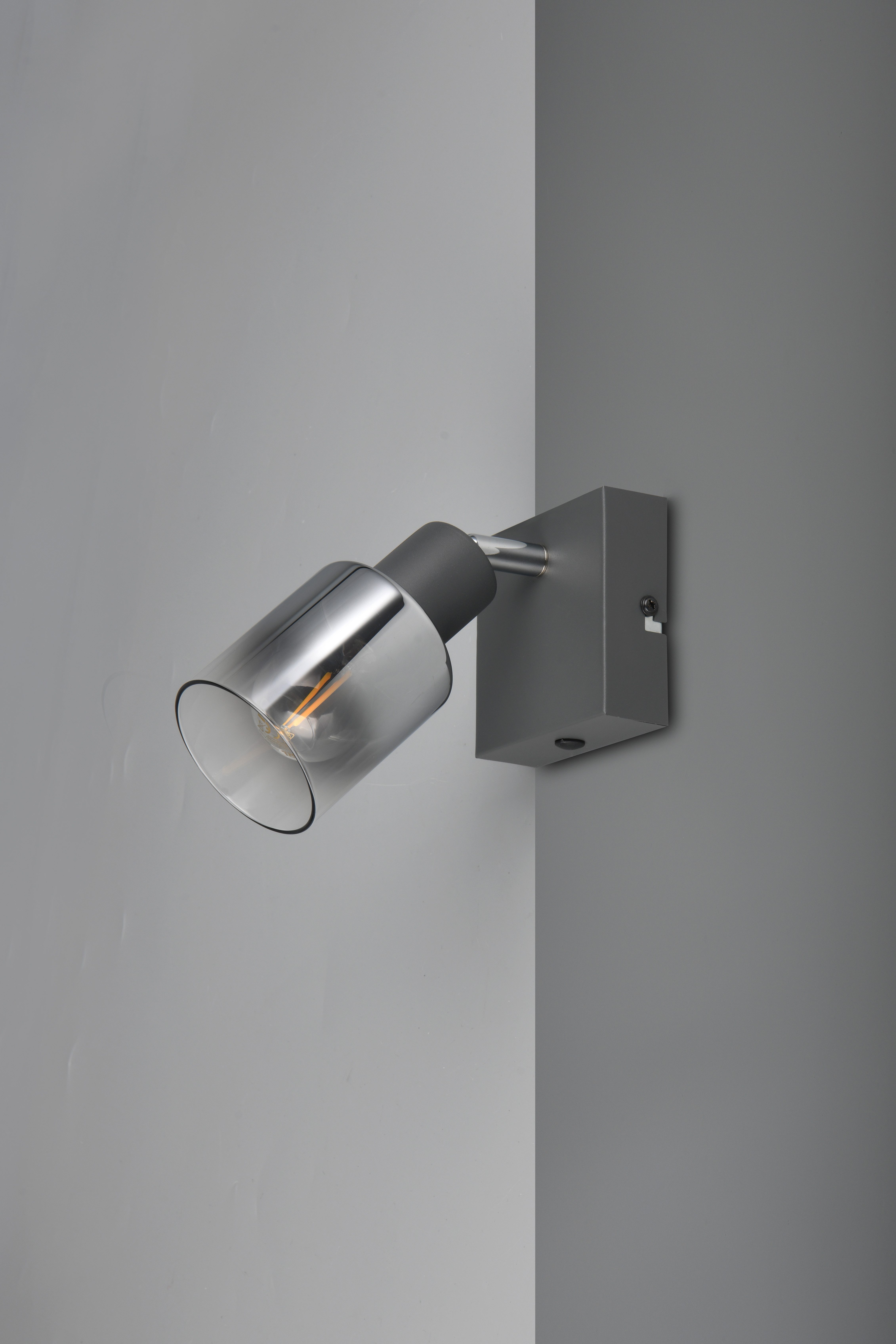 Reality Leuchten Deckenstrahler CADIZ, Spot 1-flammig, exkl 1xE14 max 10W, Glas anthrazit, verspiegelt, Leuchtmittel wechselbar, warmweiß - kaltweiß, verstellbarer Spot als Wandstrahler oder Deckenstrahler mit Glasschirm