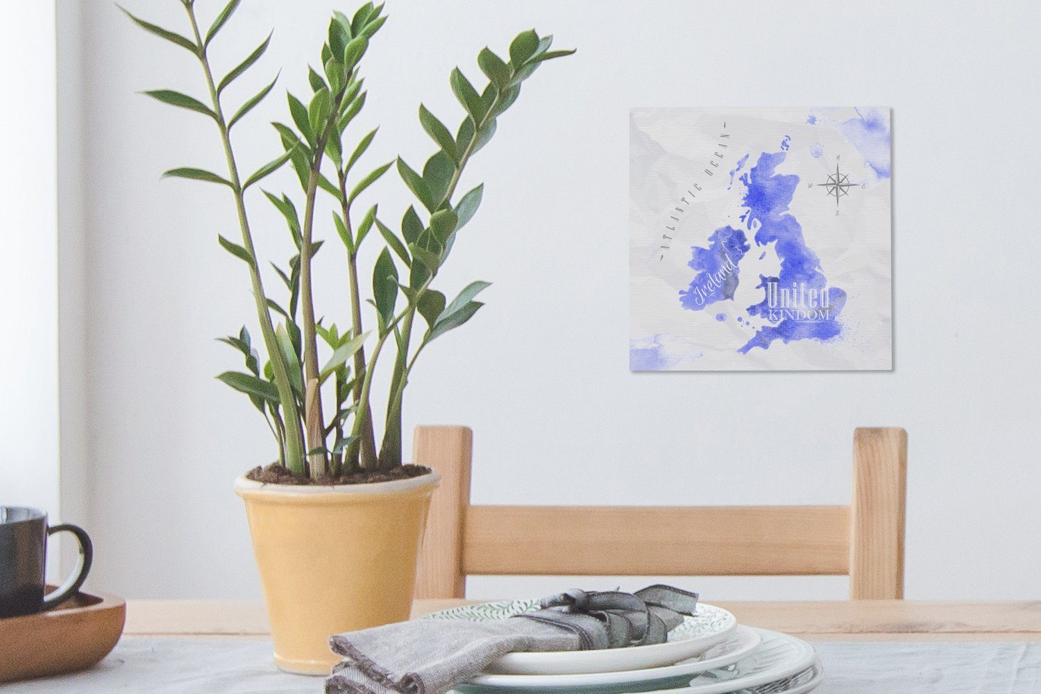 OneMillionCanvasses® Leinwandbild für Aquarell Karte, - Schlafzimmer Leinwand (1 Wohnzimmer - St), Bilder England