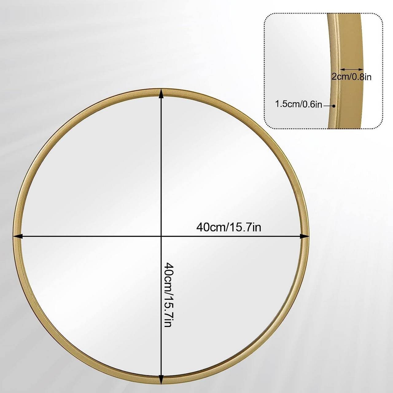 Woltu Spiegel (1-St), rund, mit Goldrahmen, aus Glas Metall MDF Haken