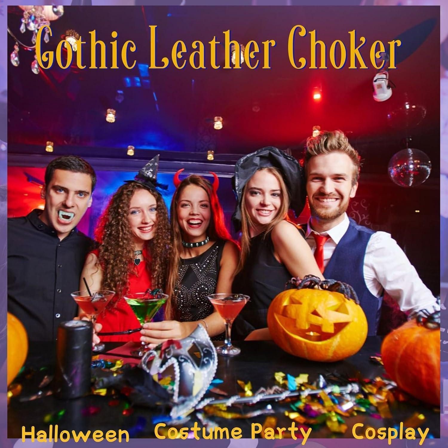 LuxusKollektion Schmuckset Gothic Choker Set Damen PU Leder Schwarz Nieten Rock Verstellbar