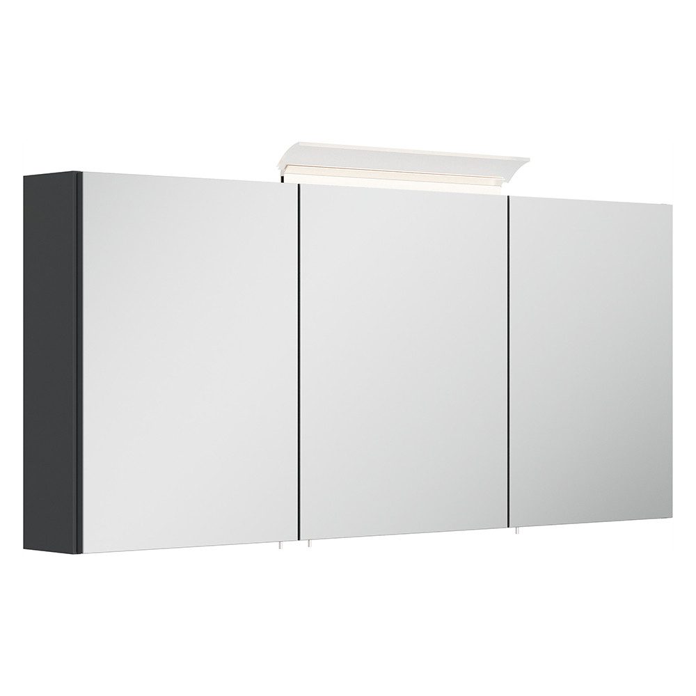 Lomadox Spiegelschrank BATLEY-02 140cm breit, grau, 3D-Funktion, LED-Leuchte, Kombibox