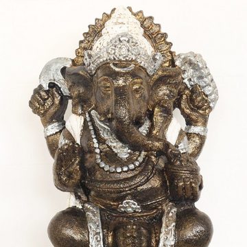 Oriental Galerie Dekofigur Figur Ganesha Elefant sitzend Weiß Gold Resin 53 cm (1 St)