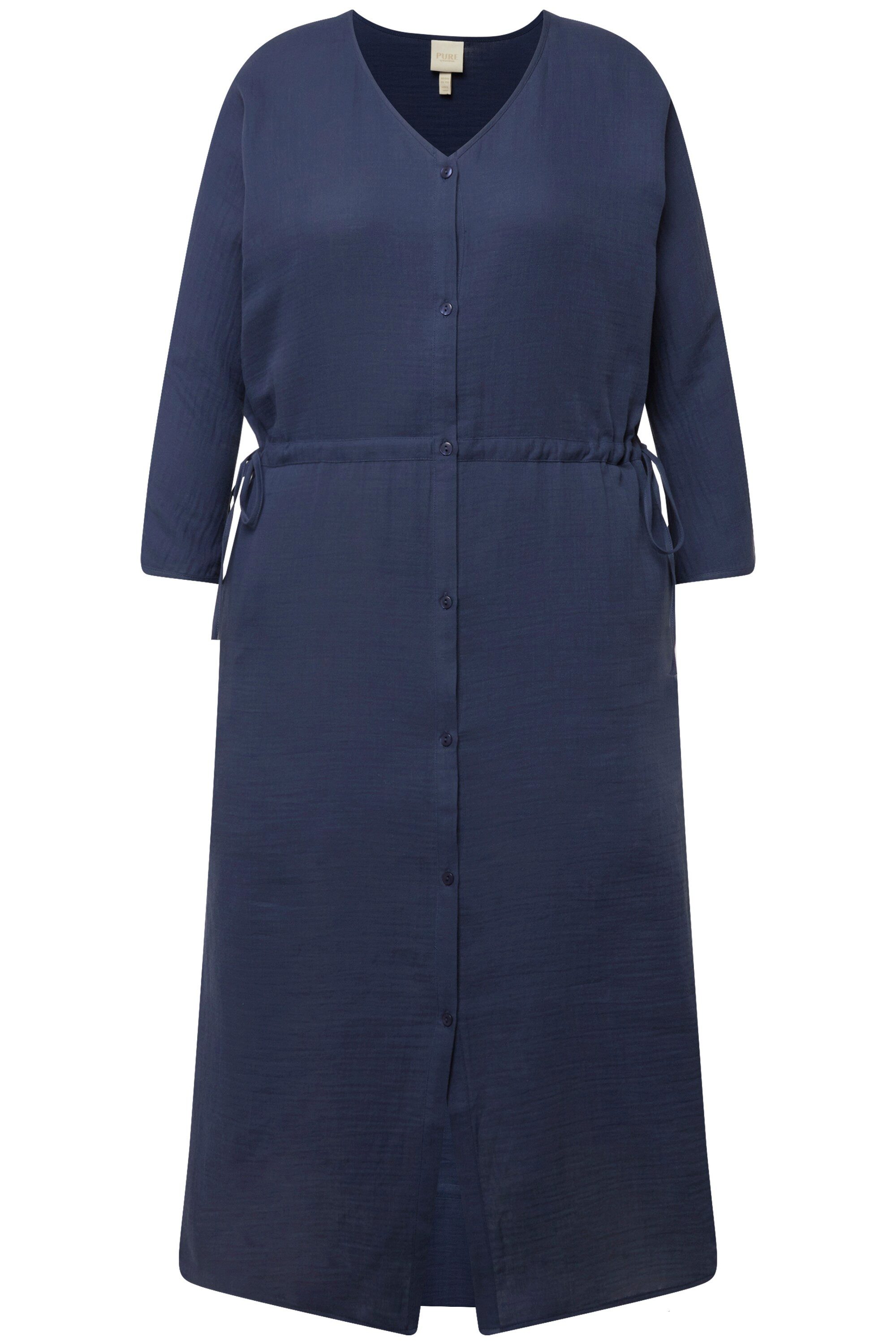 Ulla Popken Midikleid Bubble-Midikleid V-Ausschnitt 3/4-Arm günstig online kaufen