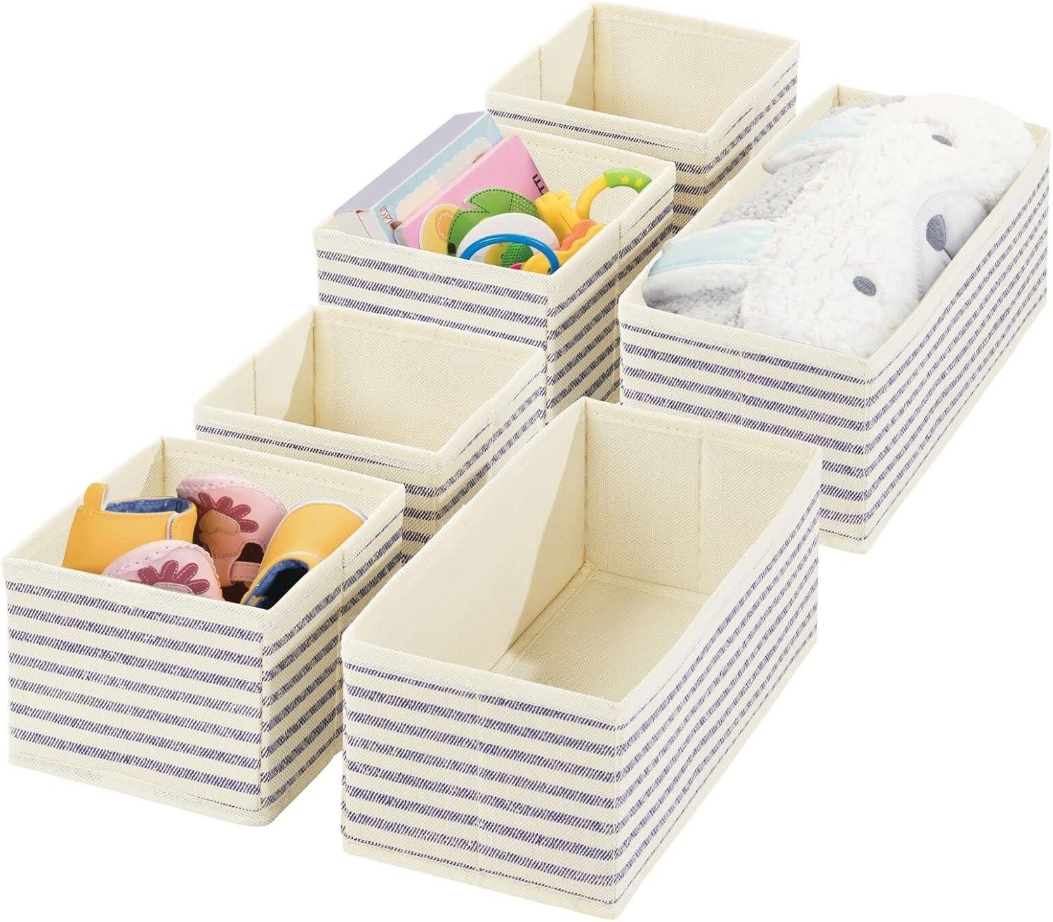 mDesign Aufbewahrungssystem Aufbewahrungsbox Stoffkisten Organizer mDesign 6er Set blau/natur ge