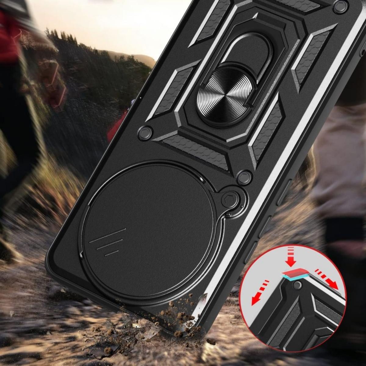 TECH PROTECT Handyhülle CamShield Pro Case mit Magnetfunktion Kompatibel mit Xiaomi Poco X7 5G 6,67, Integrierter Kameraschieber und Ringhalter für sicheren Rundumschutz