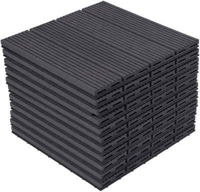 EUGAD WPC Terrassenplatte, 300x300, Anthrazit, 11 Stücke für 1m², wetterfest