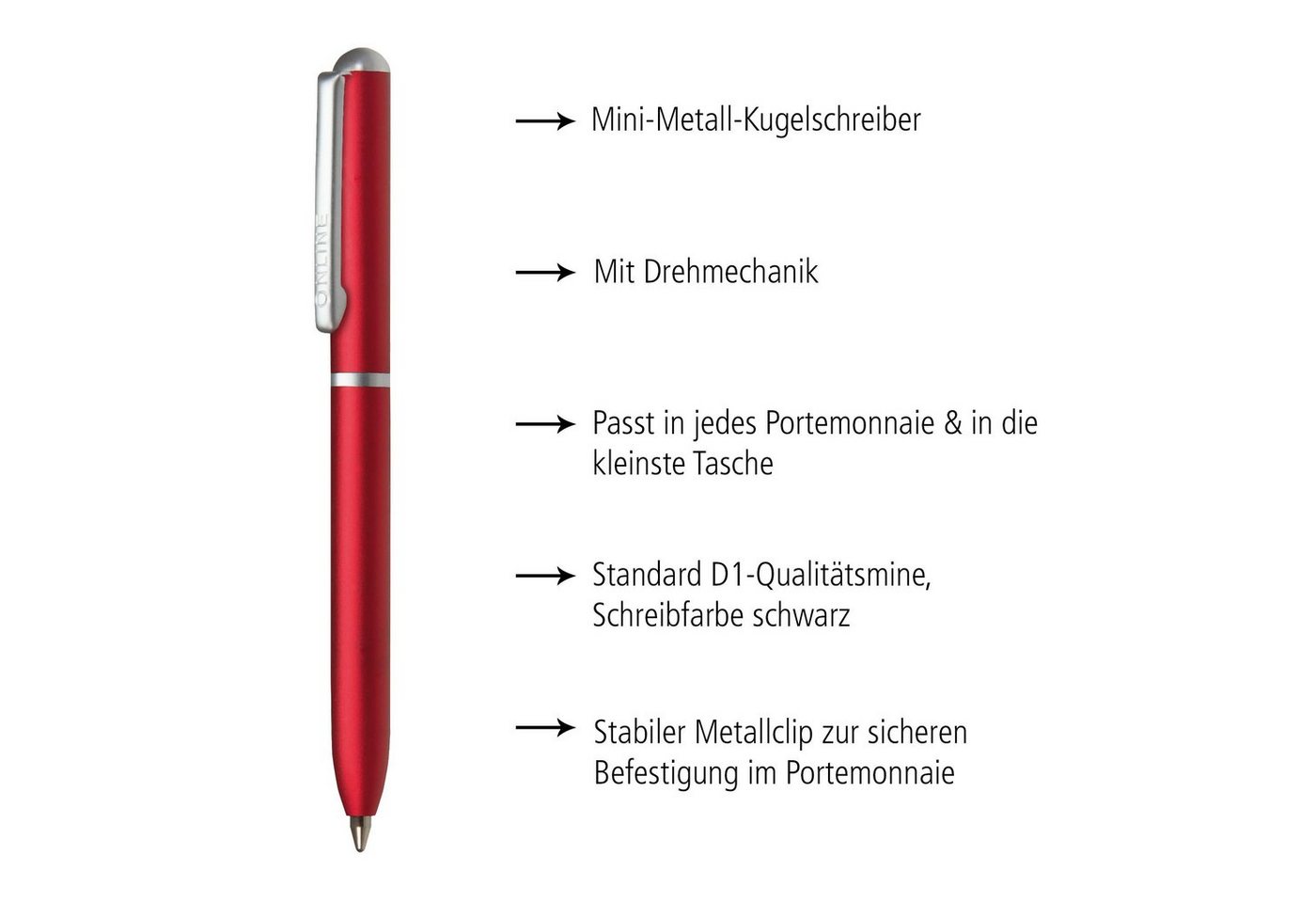 Thumbnail - Online Pen Kugelschreiber Mini Portemonnaie Drehkugelschreiber, incl. Standard D1-Qualitätsmine, schwarzschreibend