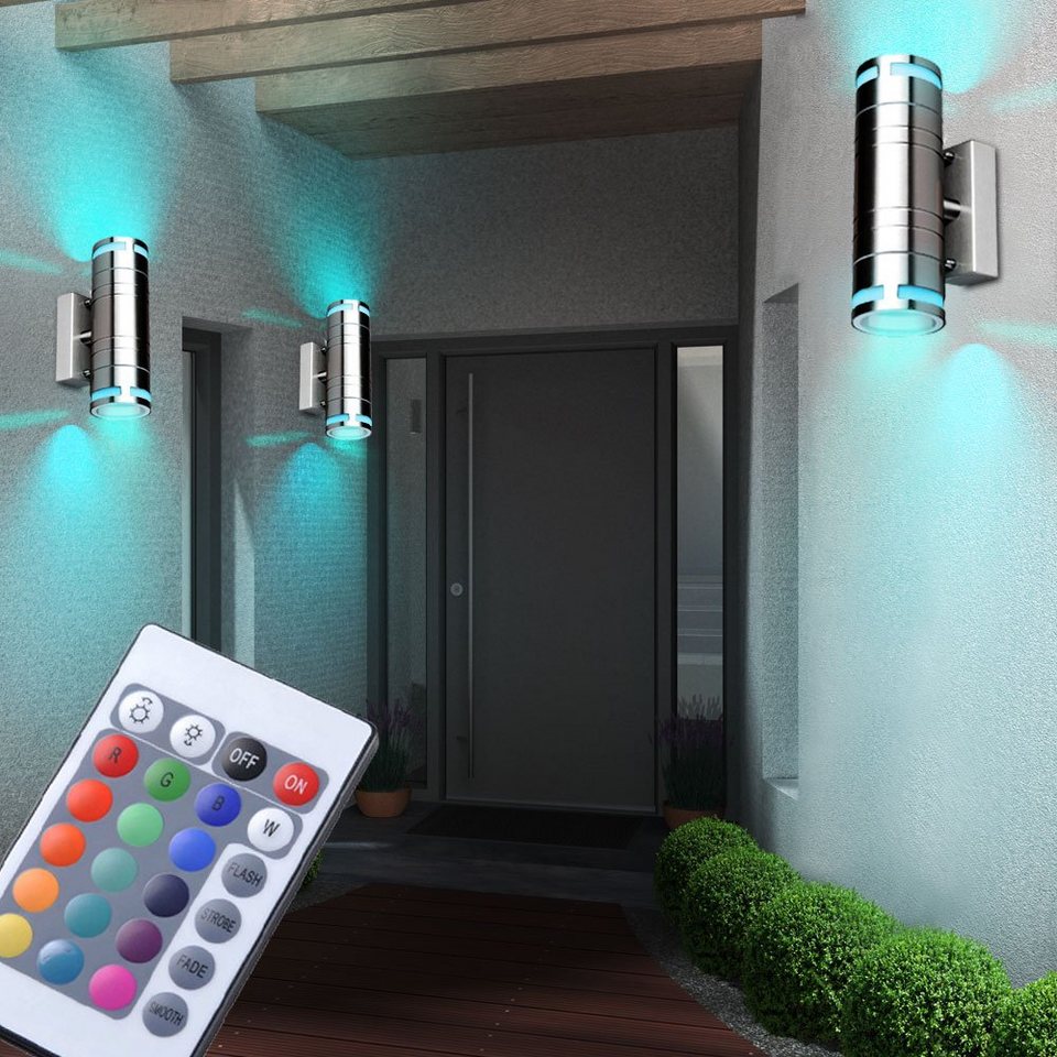 RGB LED Außen Leuchte Fassaden Down Strahler dimmbar Fernbedienung Wand Spot