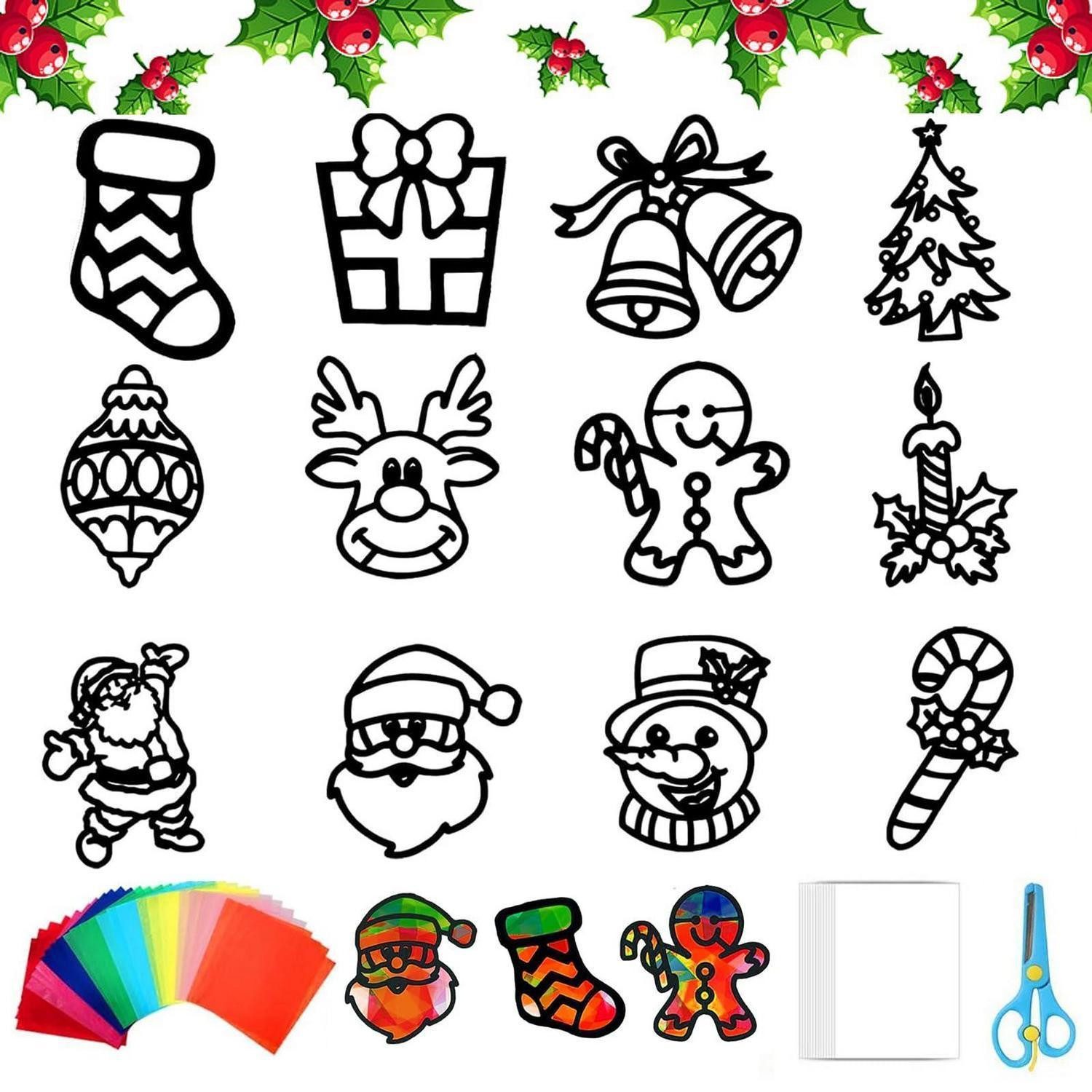 LuxusKollektion Fensterbild Fensterbilder Weihnachten Basteln Kinder Set 57tlg