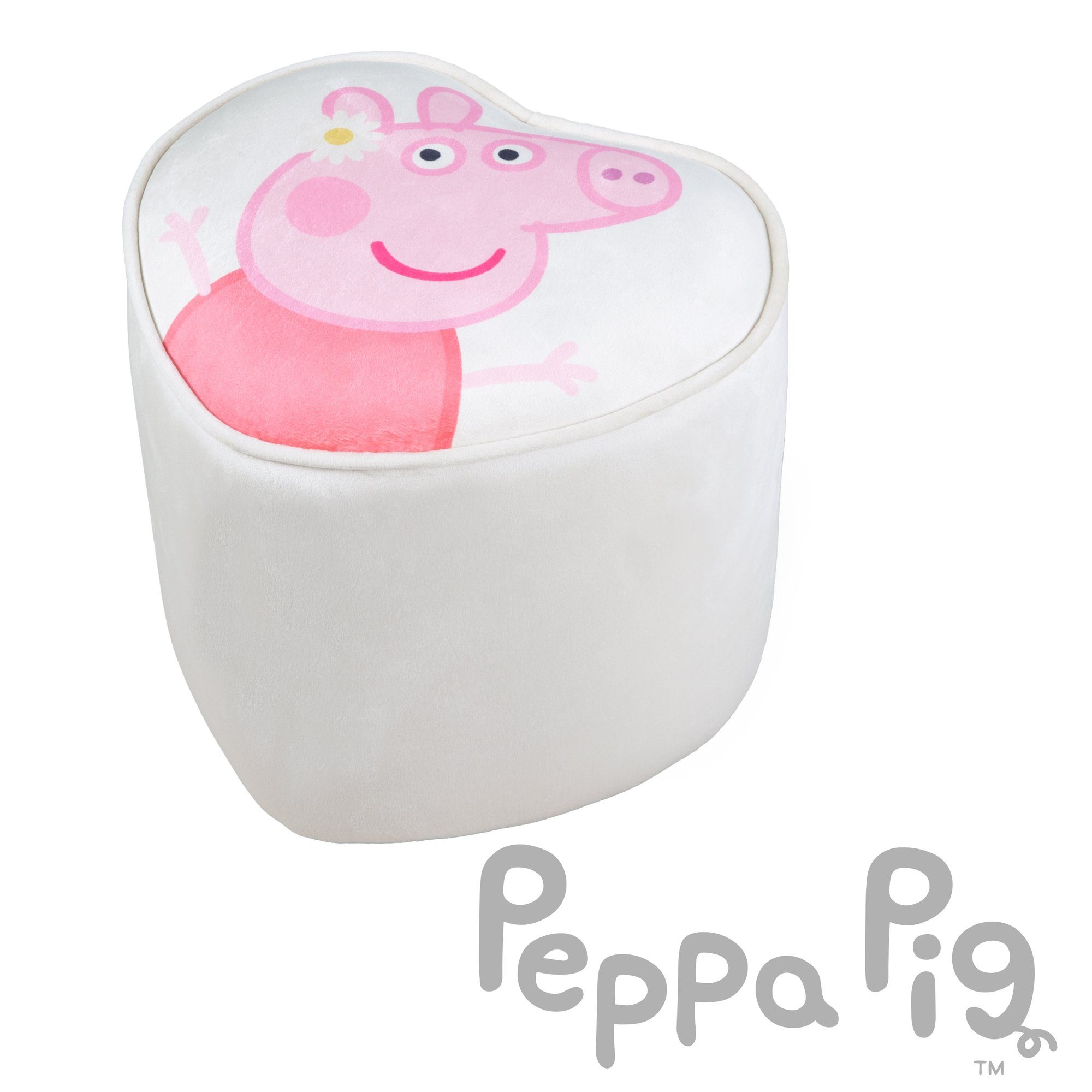 Hocker Beige Pig, Peppa bequemer Kinderhocker Samtbezug roba® mit in