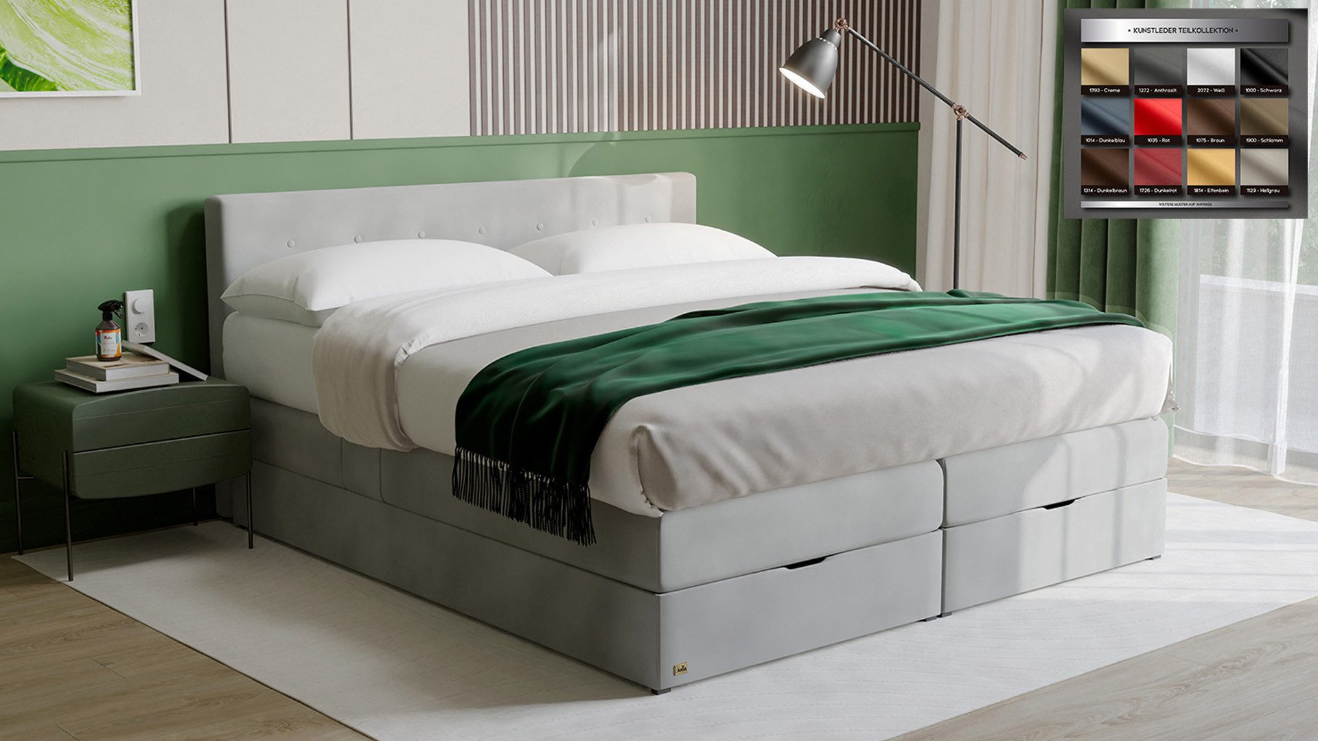 PAARA Boxspringbett 40GK mit Bettkasten Kopfteil günstig online kaufen