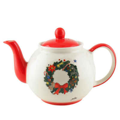 Mila Teekanne Mila Keramik-Teekanne Weihnachtskranz ca. 1,2 Liter, 1.2 l, (Set)