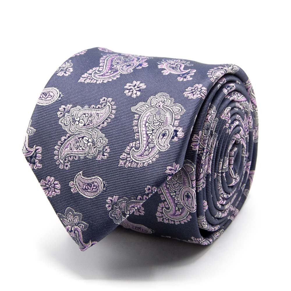 BGENTS Krawatte Seiden-Jacquard Krawatte mit Paisley-Muster Breit (8 cm) Grau