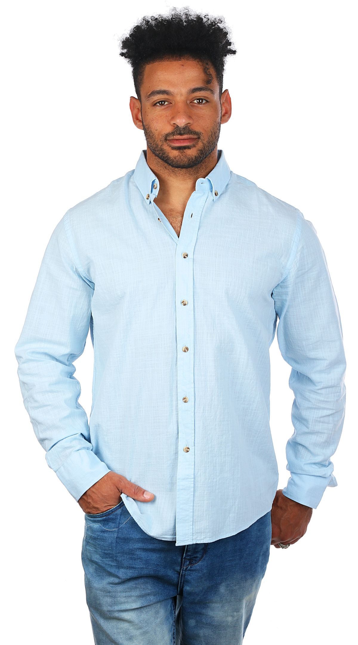 CARISMA Langarmhemd Herren Leinen Baumwoll Mix Casual Hemd 8529 Regular But günstig online kaufen