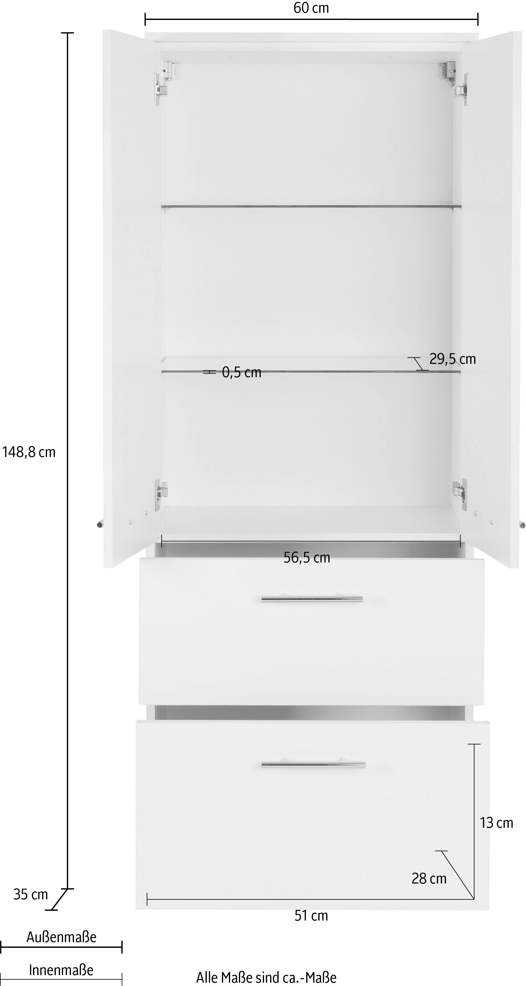 MARLIN Midischrank 3040, 60 weiß weiß | cm Breite