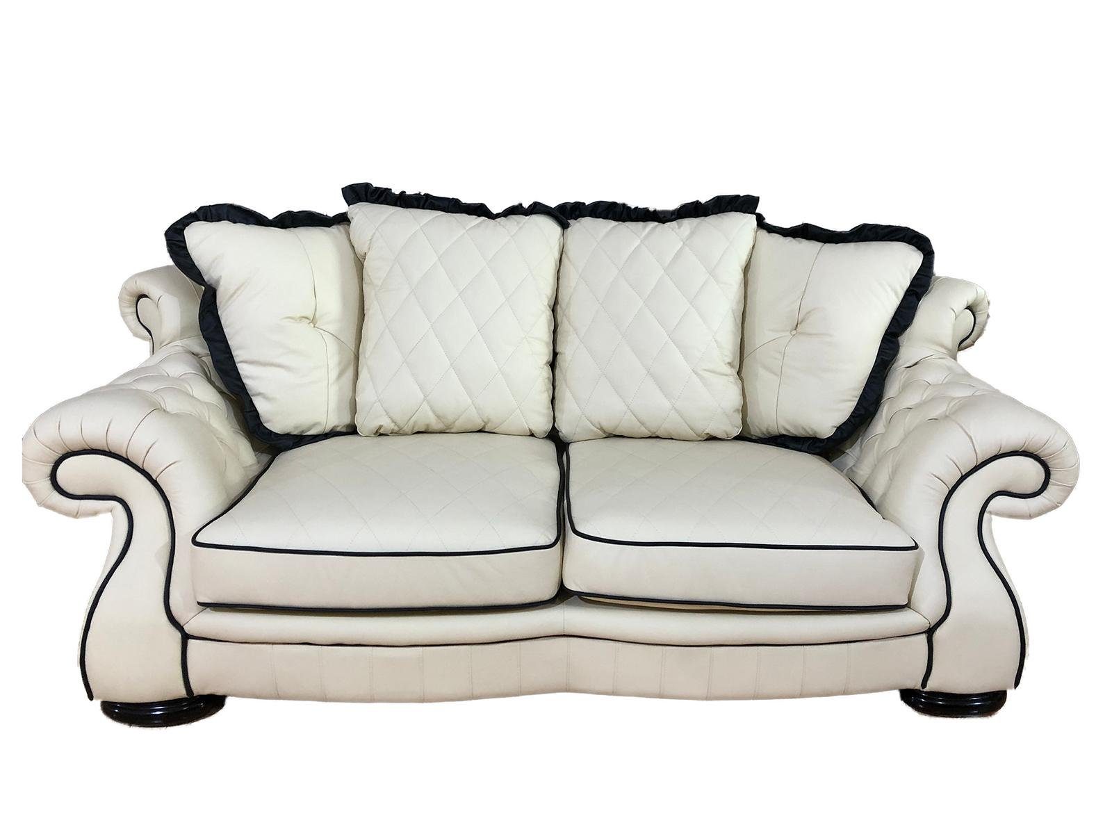 Salottini Chesterfield-Sofa Klassisches Chesterfield Sofagarnitur Dover Leder 3/1/1, 3 Teile, Handarbeit