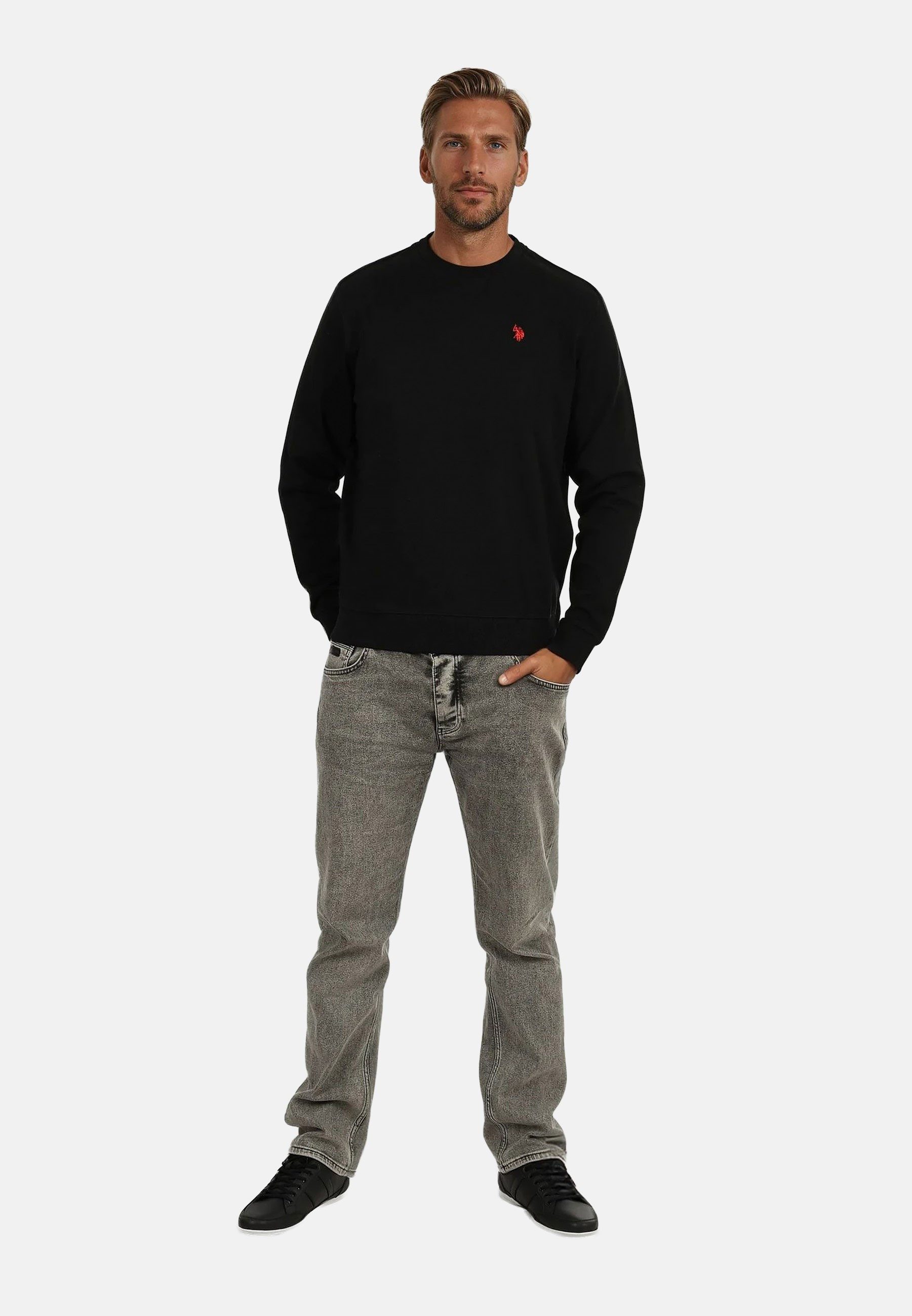 U.S. Polo Assn. Rundhalspullover USColee – Herren Sweatshirt mit Rundhalsausschnitt Baumwoll-Viskose-Mix, weich, atmungsaktiv und mit Logo-Stickerei