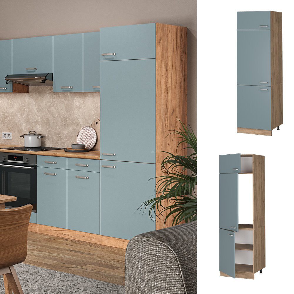 Vicco Kühlumbauschrank R-Line, Blau-Grau/Goldkraft Eiche, 60 günstig online kaufen