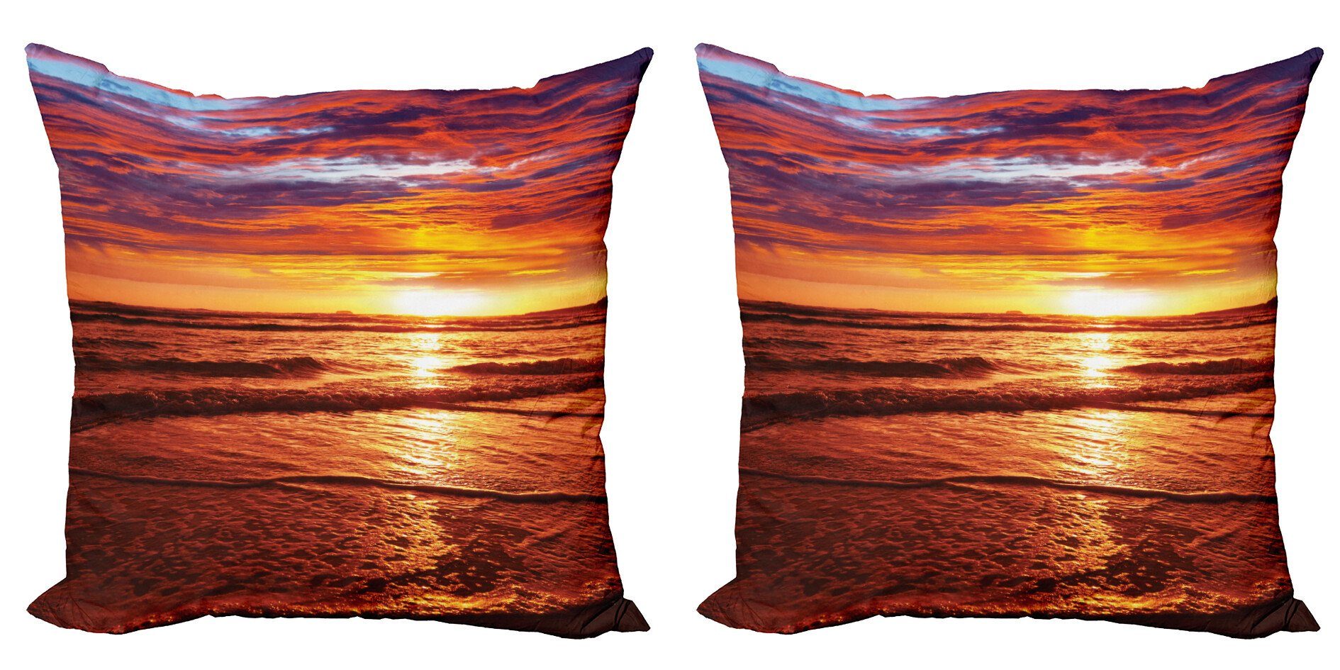 Digitaldruck, Accent Dämmerung Stück), Doppelseitiger (2 Kissenbezüge Sea Hawaii Modern Abakuhaus Sonnenuntergang