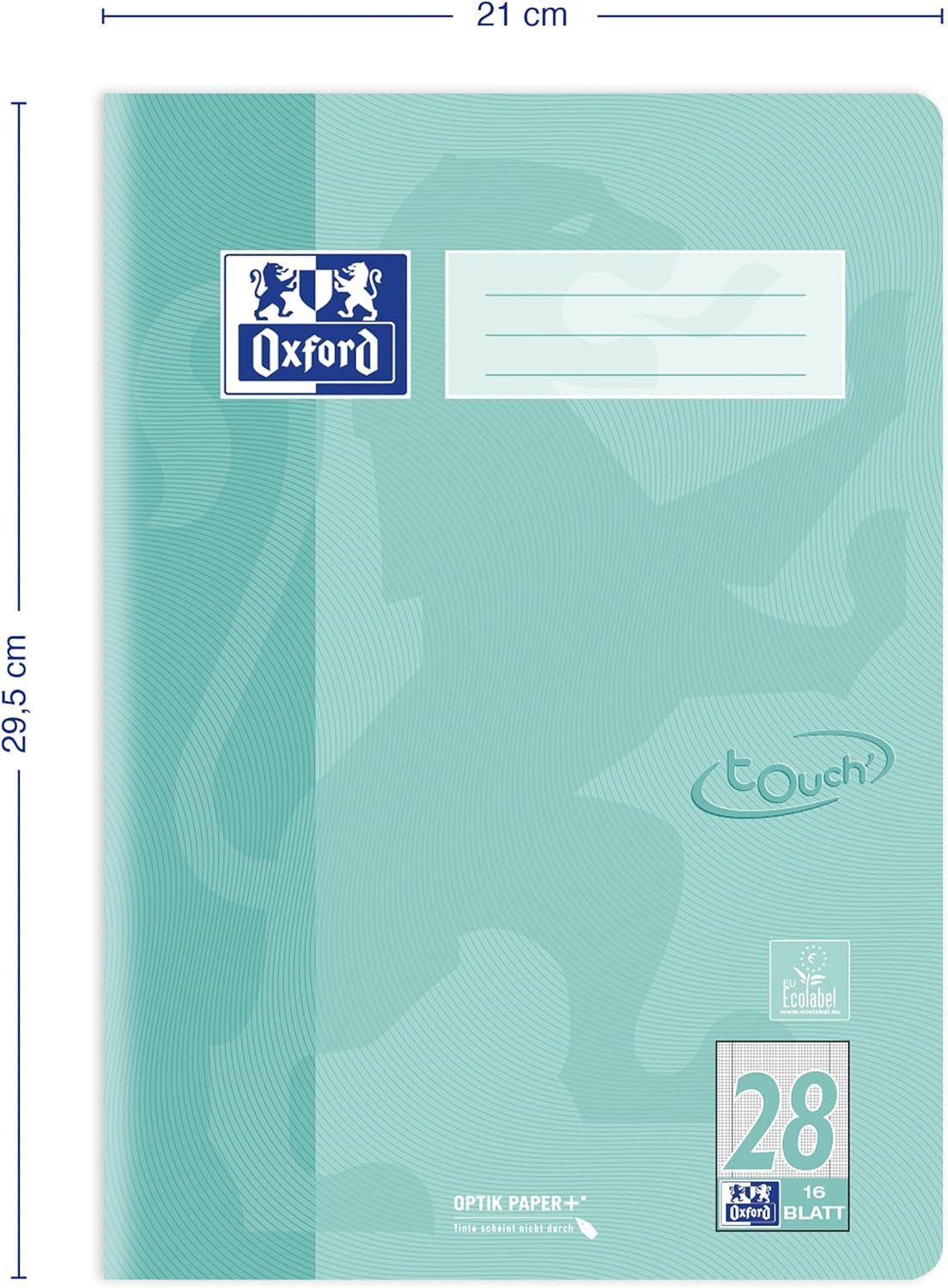 OXFORD Schulheft Oxford TOUCH Schulheft A4 L28 kariert 16 Blatt grün