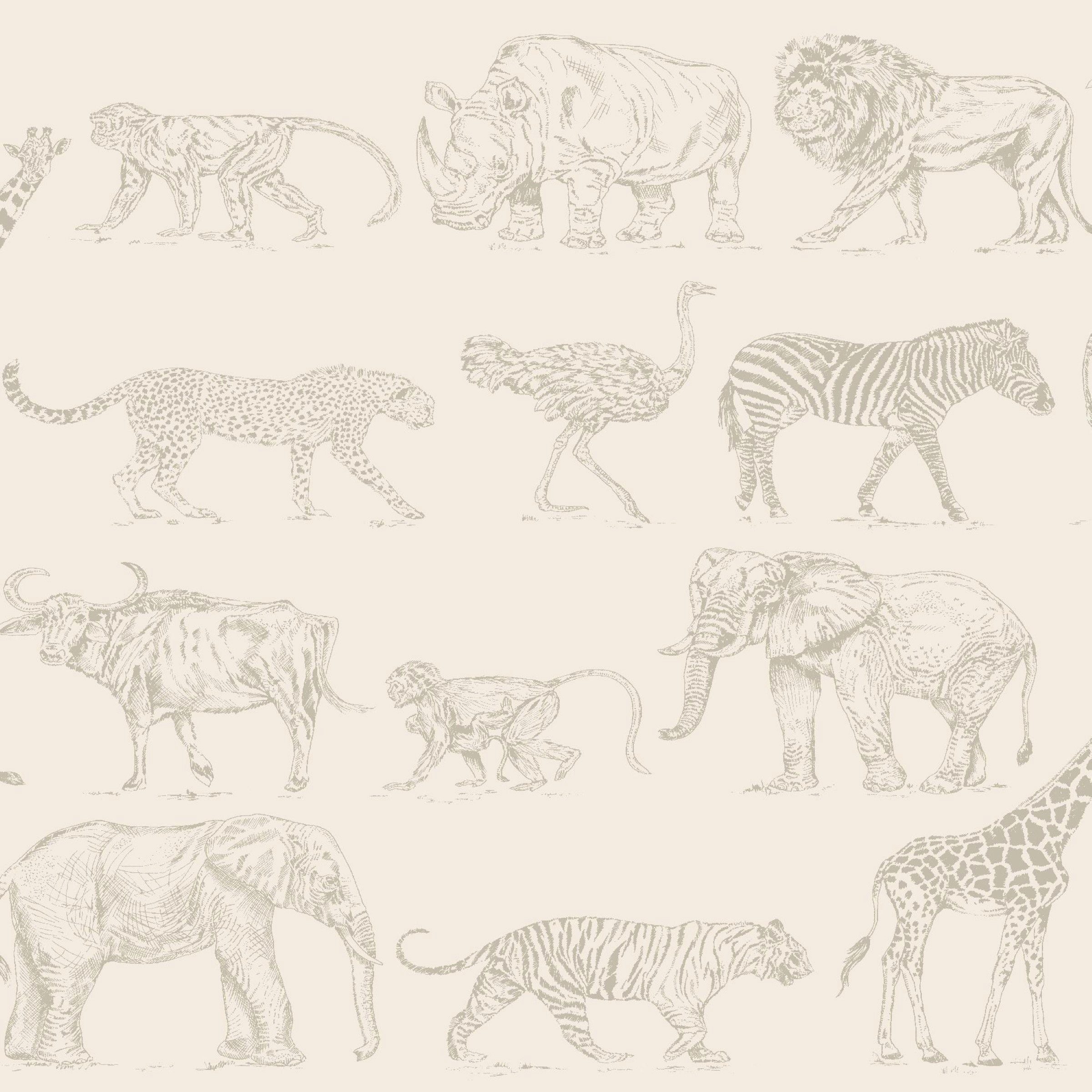Art for the home Vliestapete Safari, glatt, animal print, (1 St), Beige - 10mx53cm