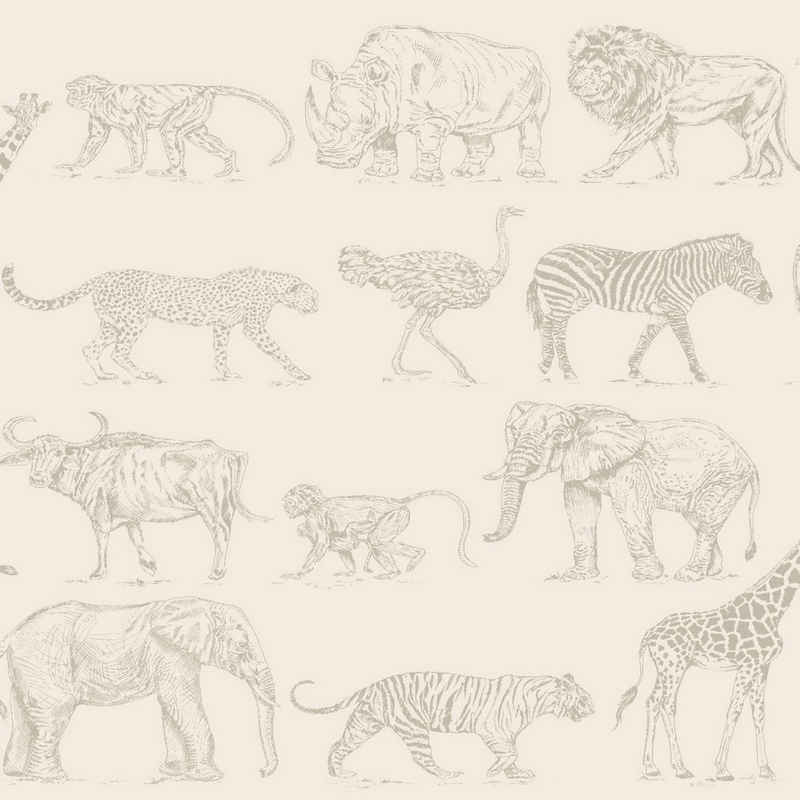 Art for the home Vliestapete Safari, animal print, (1 St), Beige - 10mx53cm