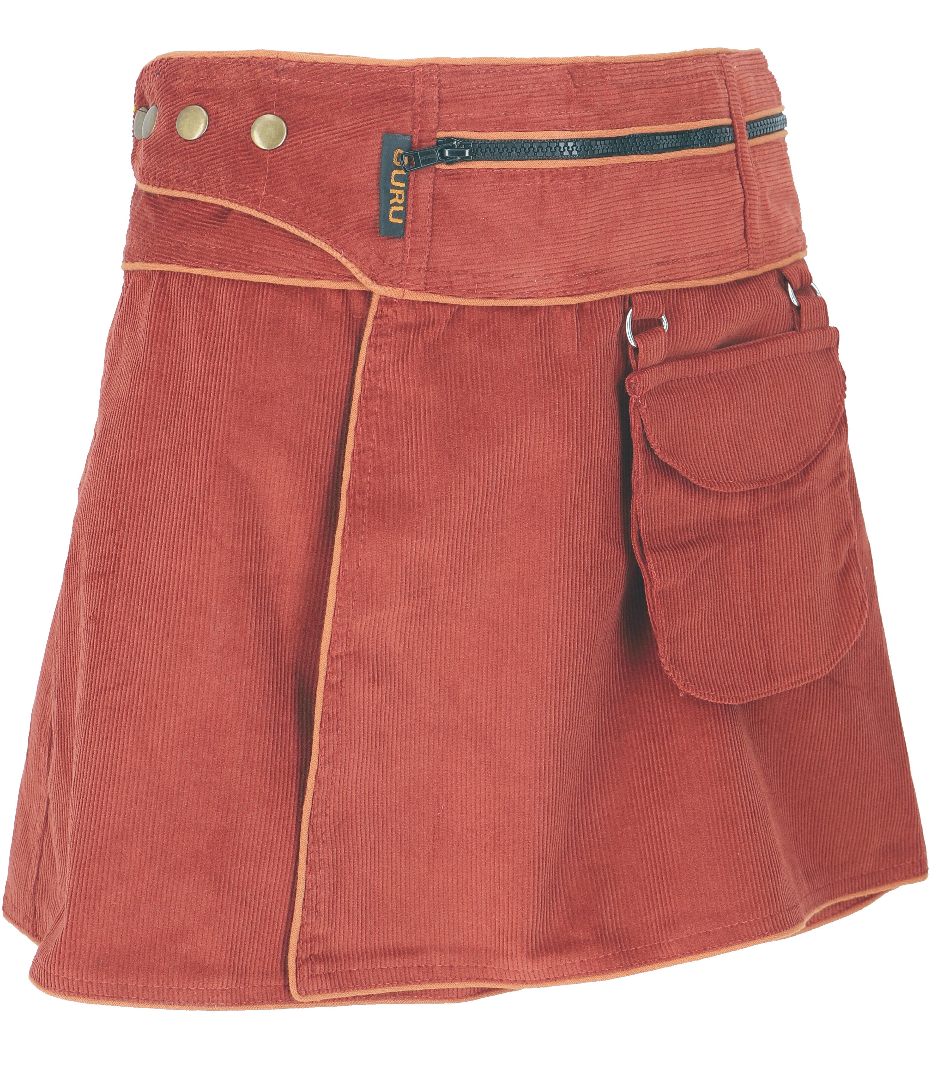 Guru-Shop Minirock Wickelrock, Cord Minirock - rostorange alternative Bekleidung