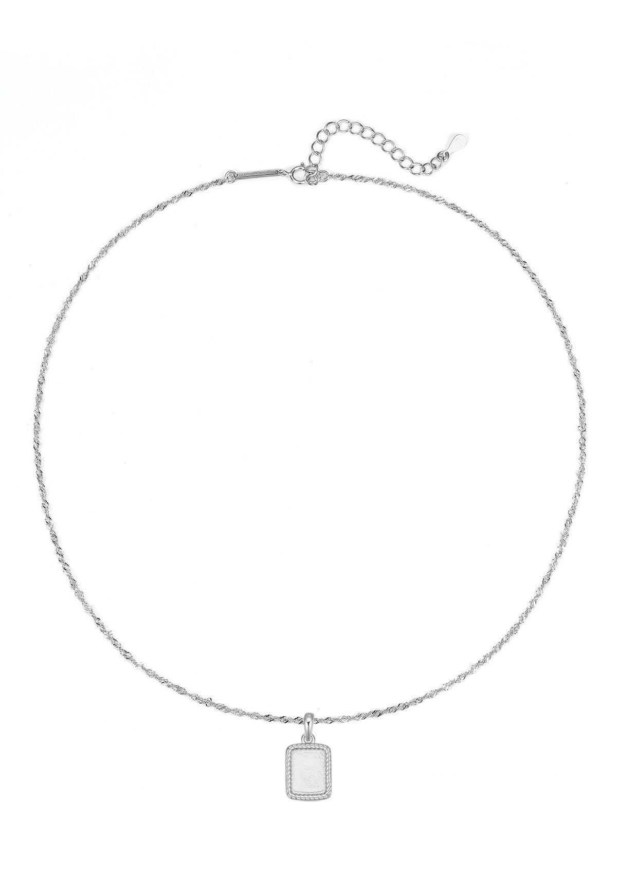 Kette mit Anhänger Rechteck Platte, Gedrehte Gliederkette