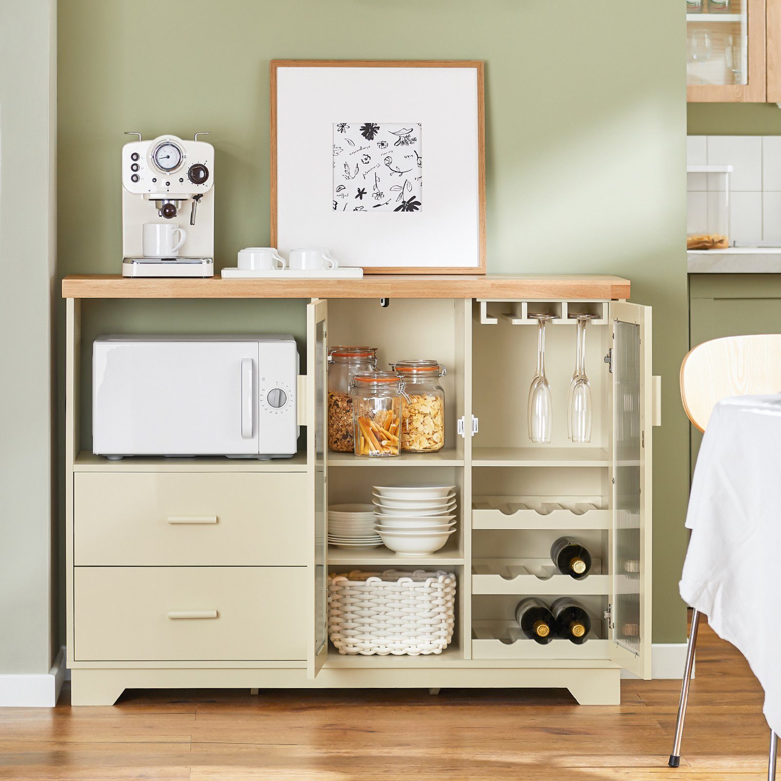 SoBuy Buffet Sideboard Küchenschrank Kommode Mikrowellenschrank FSB81-MI günstig online kaufen