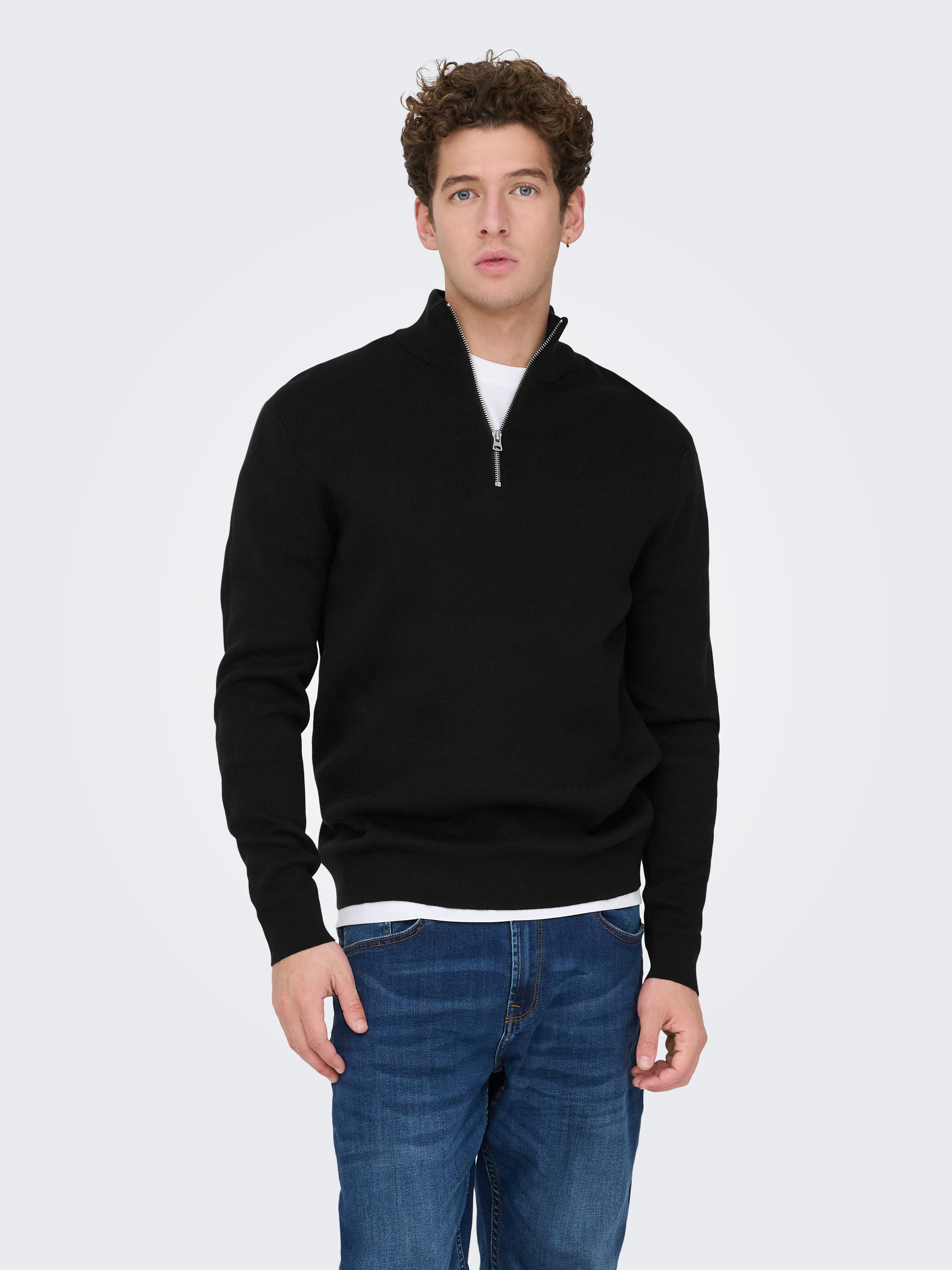 ONLY & SONS Troyer ONSTING LIFE REG HALF ZIP KNIT NOOS Baumwolle, regular fit