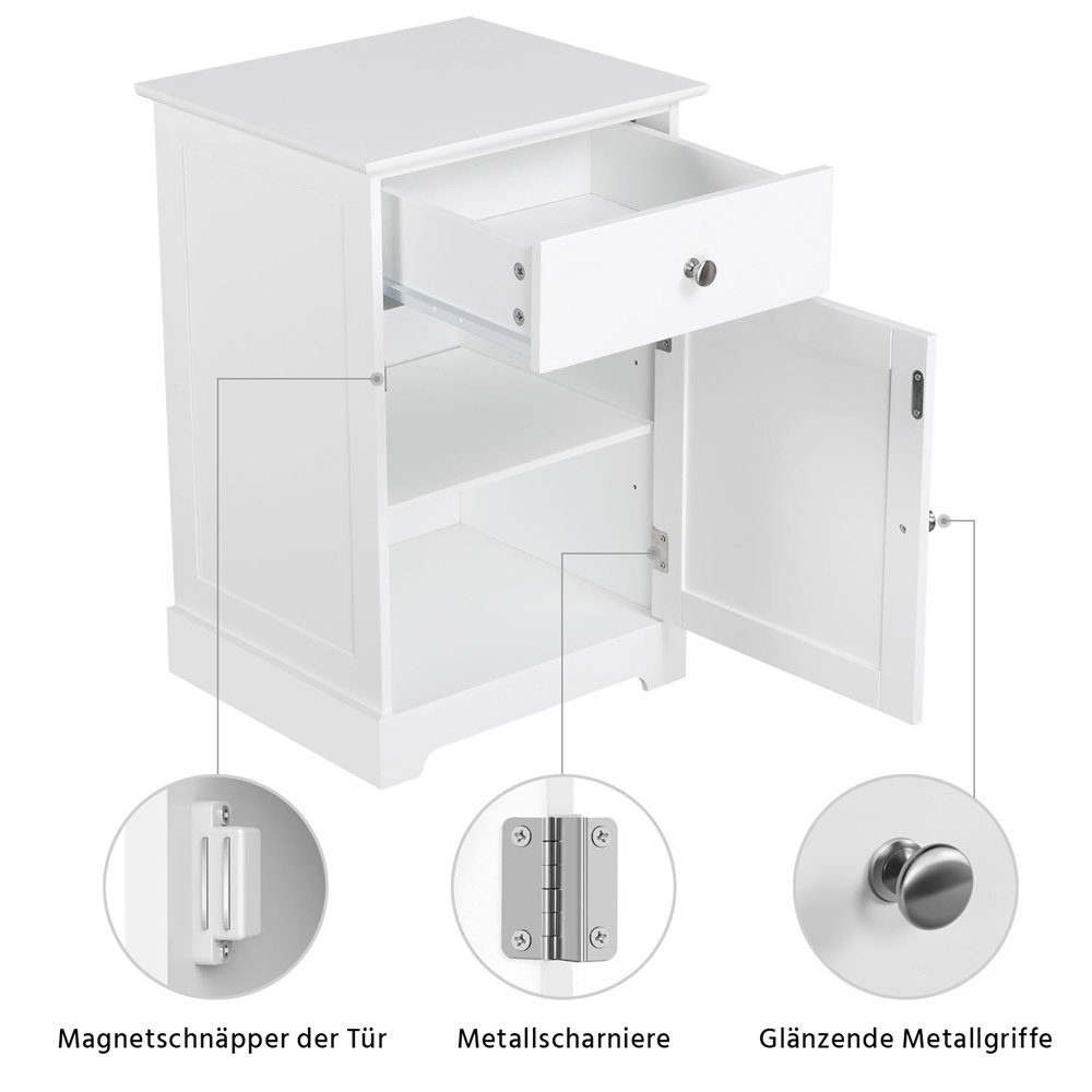 Yaheetech Nachttisch Nachtschrank 40 × 35 × 60 cm (1-St), mit 1 Schublade und 2 Fächern, Einlegeboden höhenverstellbar – Bild 5 von 5