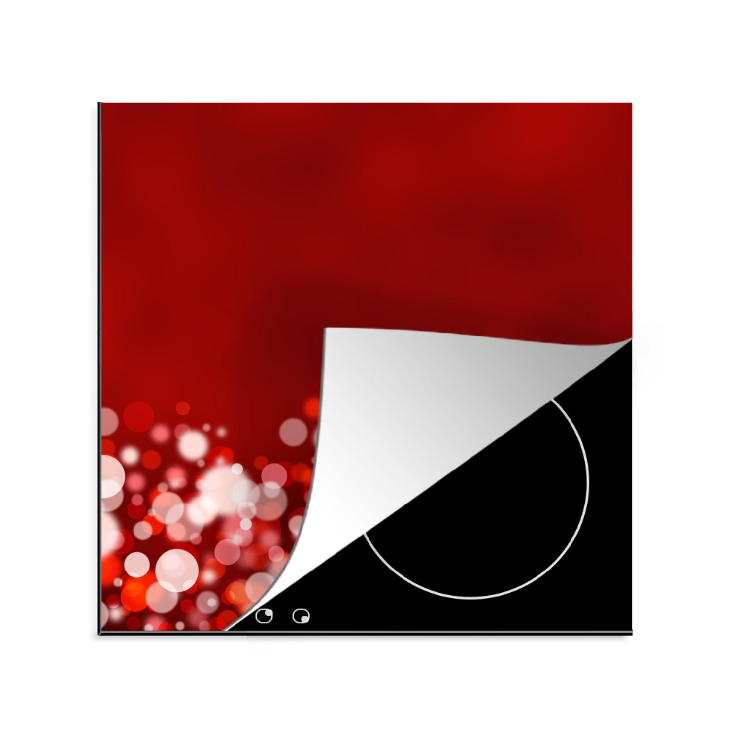 MuchoWow Herdblende-/Abdeckplatte Rot - Design - abstrakt - Licht, Vinyl, (1 tlg), 78x78 cm, Ceranfeldabdeckung, Arbeitsplatte für küche