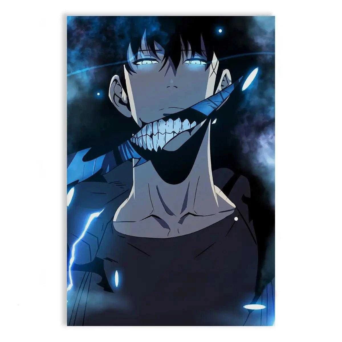 Wanddekoobjekt Sung Jinwoo Smile - Solo Leveling - Anime Leinwandbild