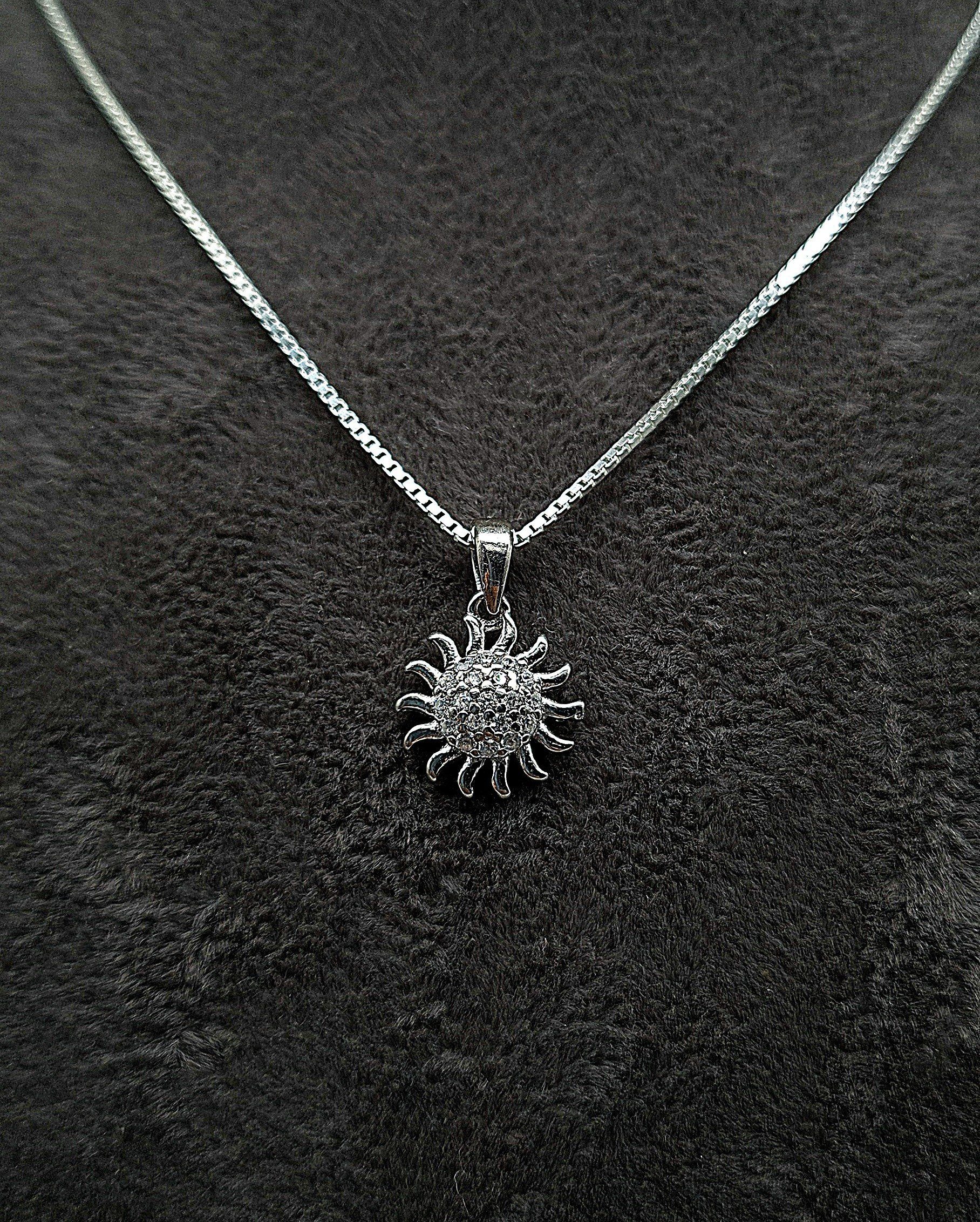 Silberkette NAHLE mit Schmuckbox), / Anhänger Zirkonia Sonne rhodiniert Kette mit Kette (inkl.