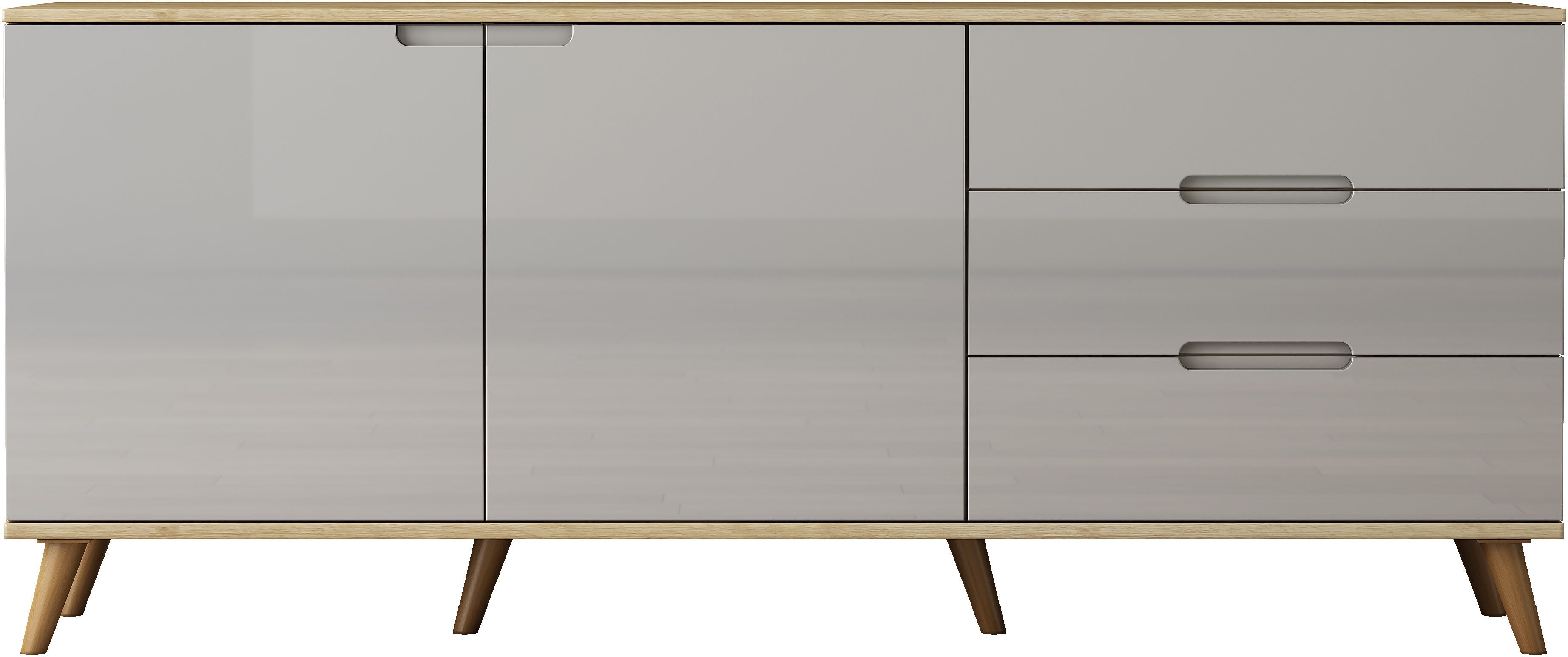 OTTO home Sideboard Lund, mit glänzenden Fronten, Griffmulden, helles Holzd günstig online kaufen